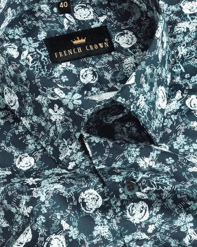 Navy Printed Premium Cotton SHIRT sold by French Crown