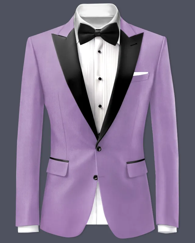 Roylen-Mountbatten Purple Wool Rich Peak Lapel Tuxedo Slight Stretch Blazer made by French Crown