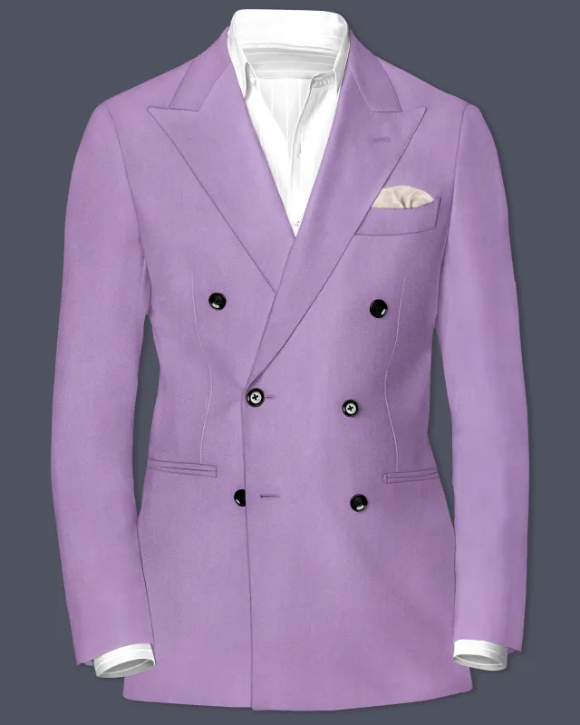 Roylen-Mountbatten Purple Wool Rich Double Breasted Slight Stretch Blazer made by French Crown