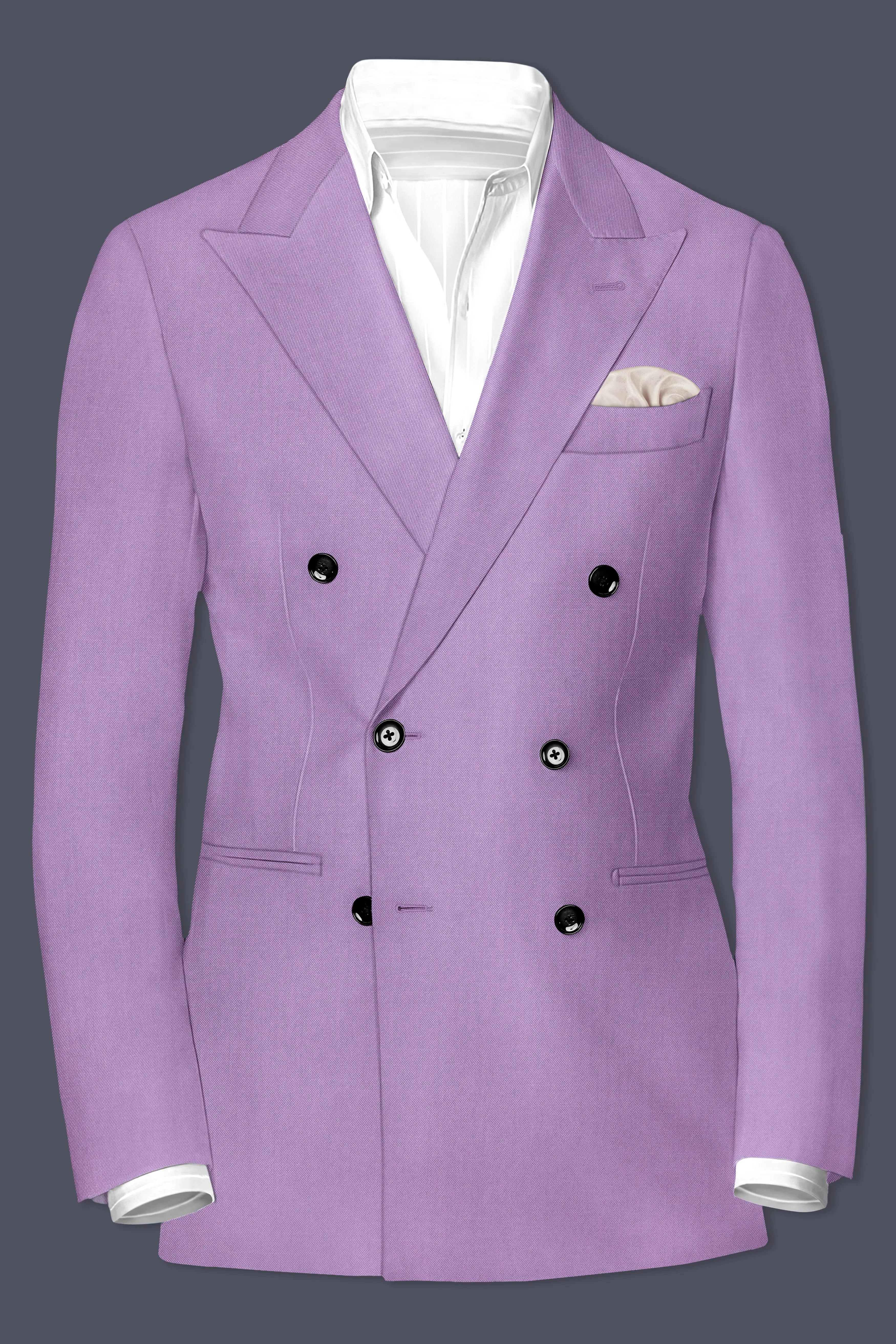 Roylen-Mountbatten Purple Wool Rich Double Breasted Slight Stretch Blazer sold by French Crown product image thumbnail 2