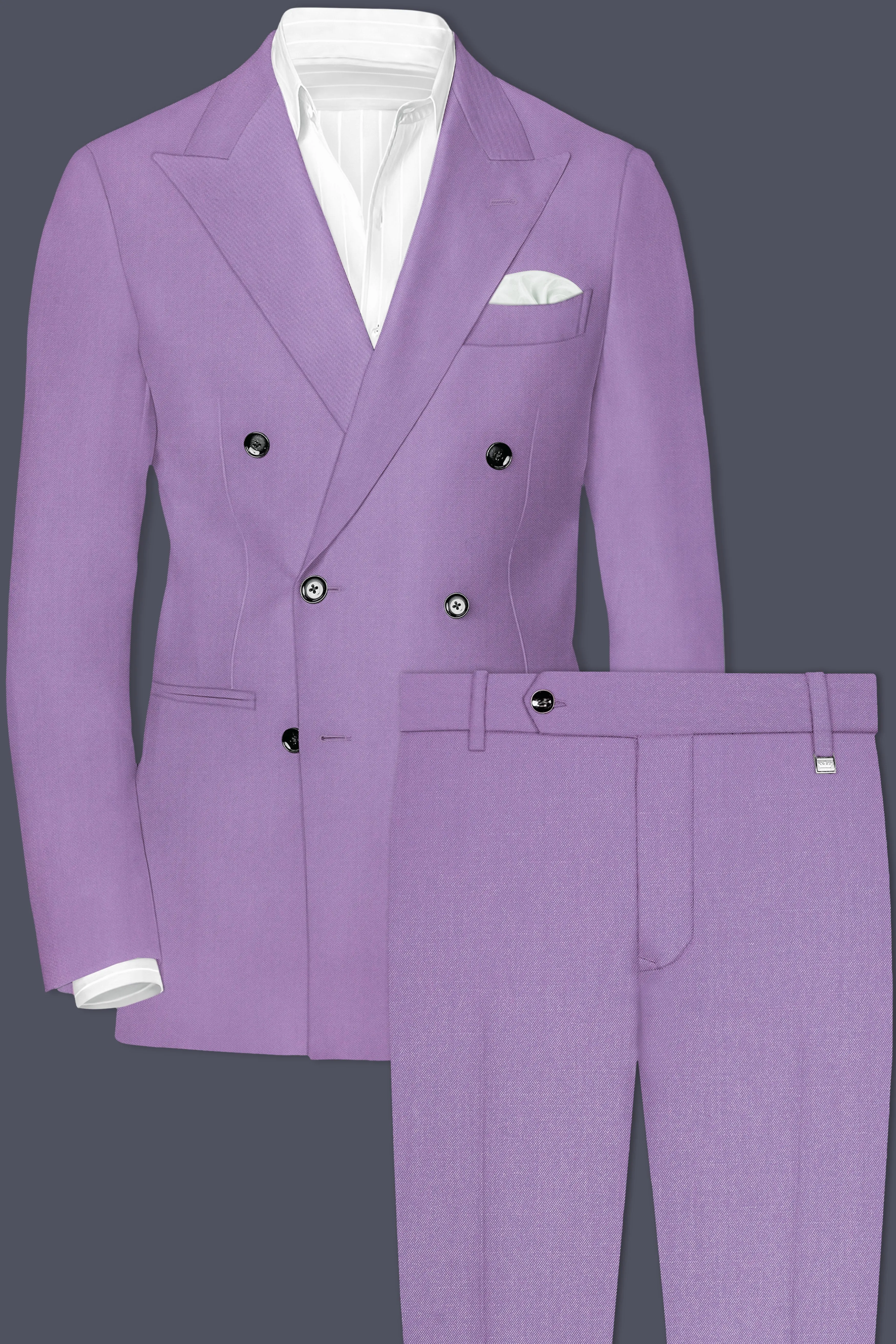 Roylen-Mountbatten Purple Wool Rich Double Breasted Slight Stretch Suit sold by French Crown product image thumbnail 2
