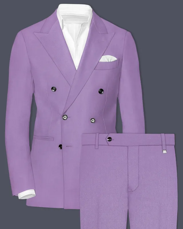 Roylen-Mountbatten Purple Wool Rich Double Breasted Slight Stretch Suit made by French Crown