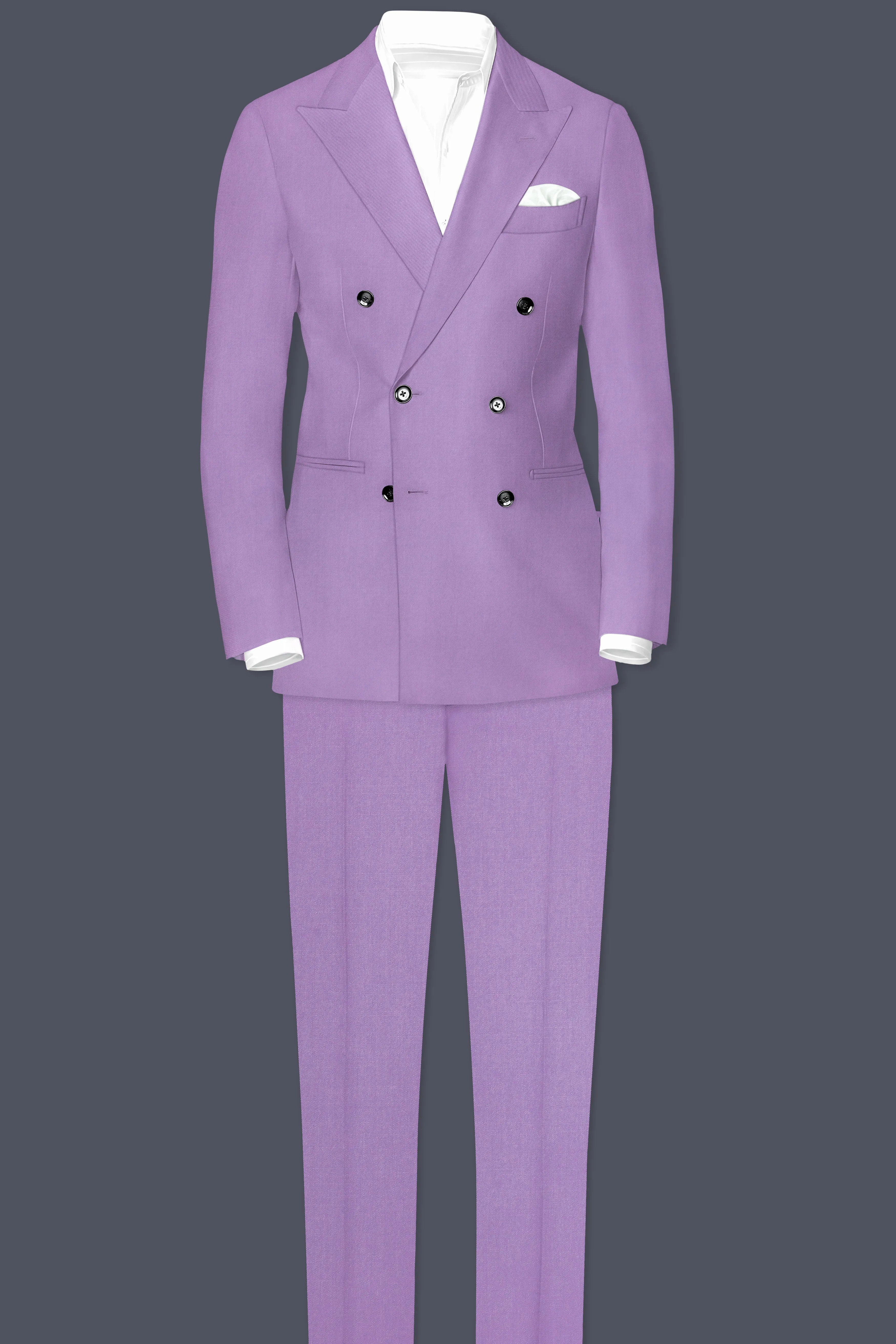 Roylen-Mountbatten Purple Wool Rich Double Breasted Slight Stretch Suit sold by French Crown product image thumbnail 4