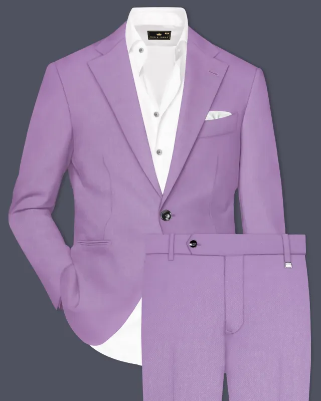 Roylen-Mountbatten Purple Wool Rich Single Breasted Slight Stretch Suit made by French Crown
