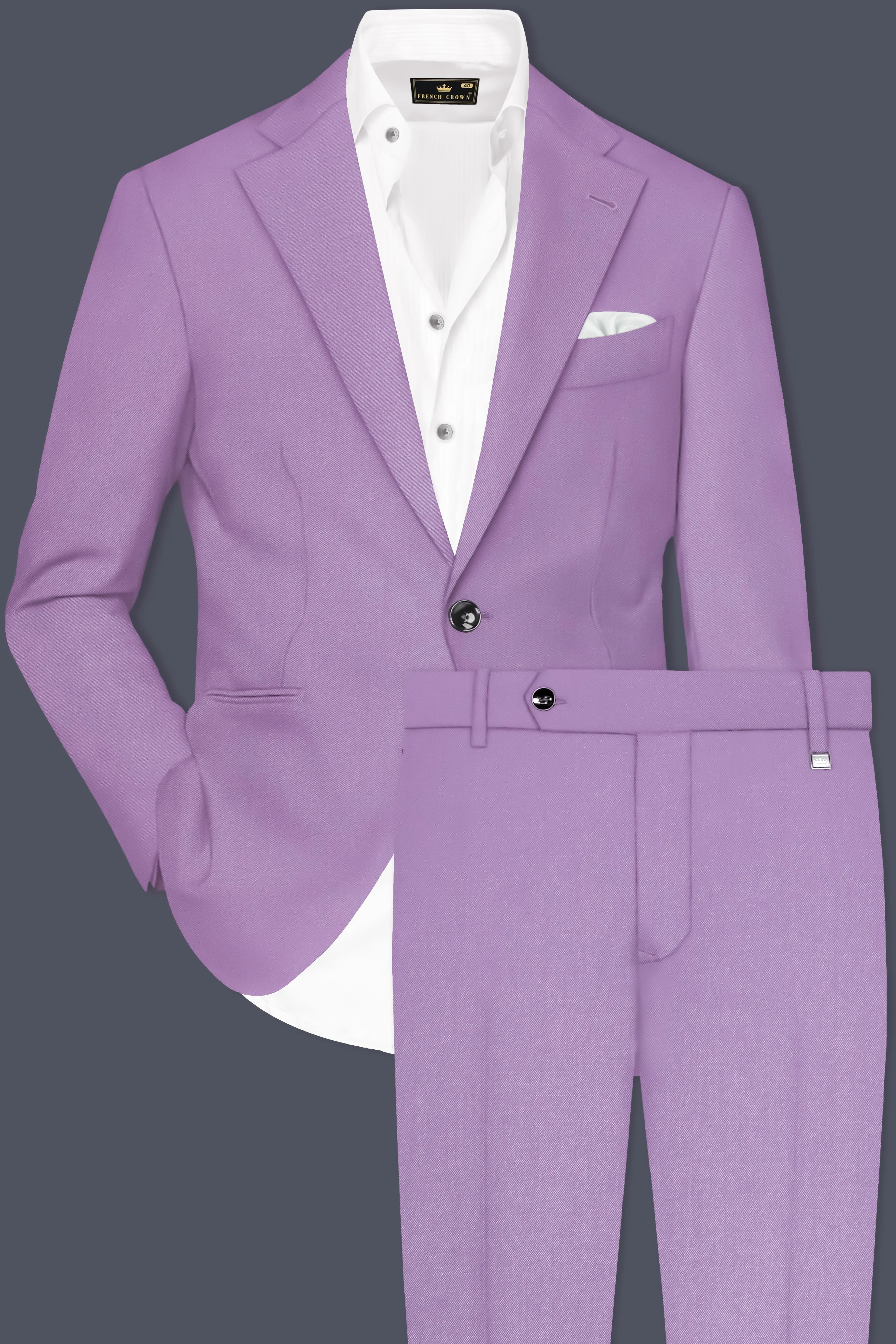 Roylen-Mountbatten Purple Wool Rich Single Breasted Slight Stretch Suit sold by French Crown product image thumbnail 2