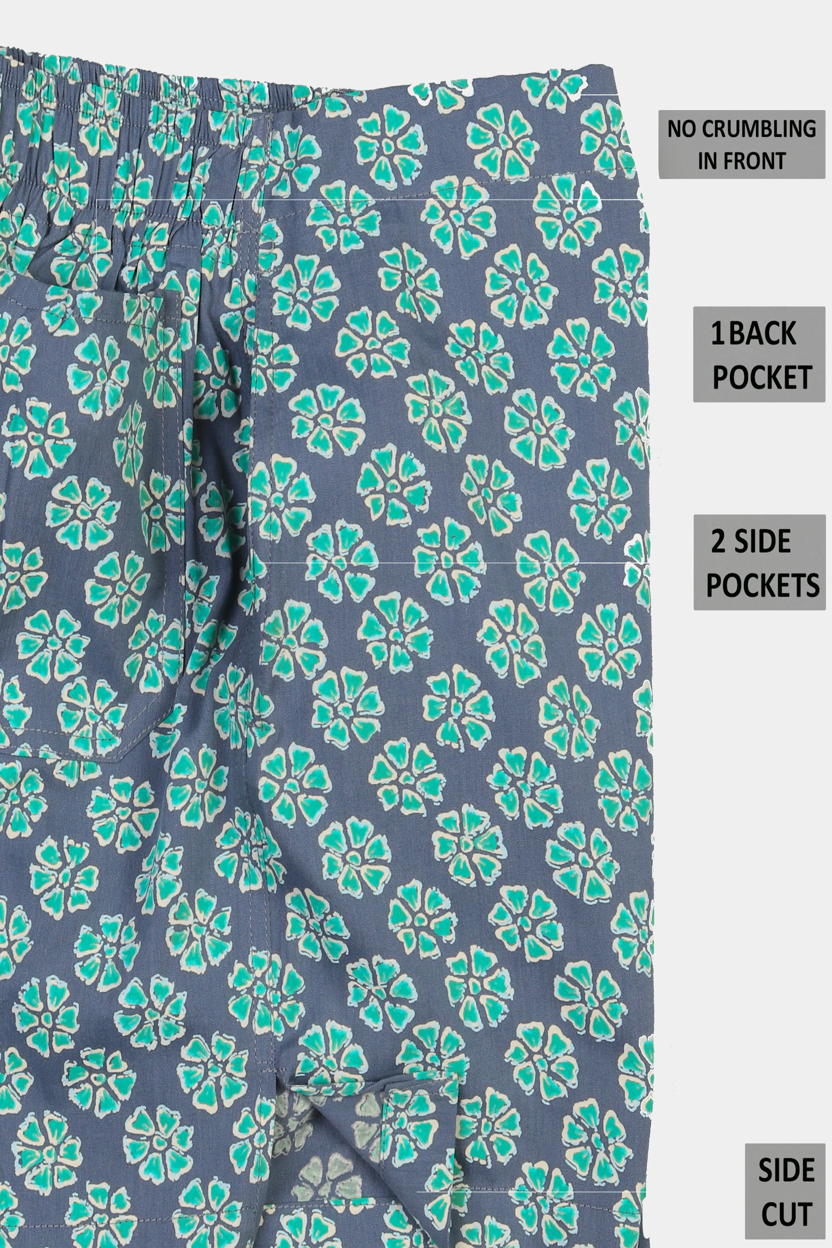 Grey Flower Printed Premium Super Soft Cotton Boxer sold by French Crown product image thumbnail 3