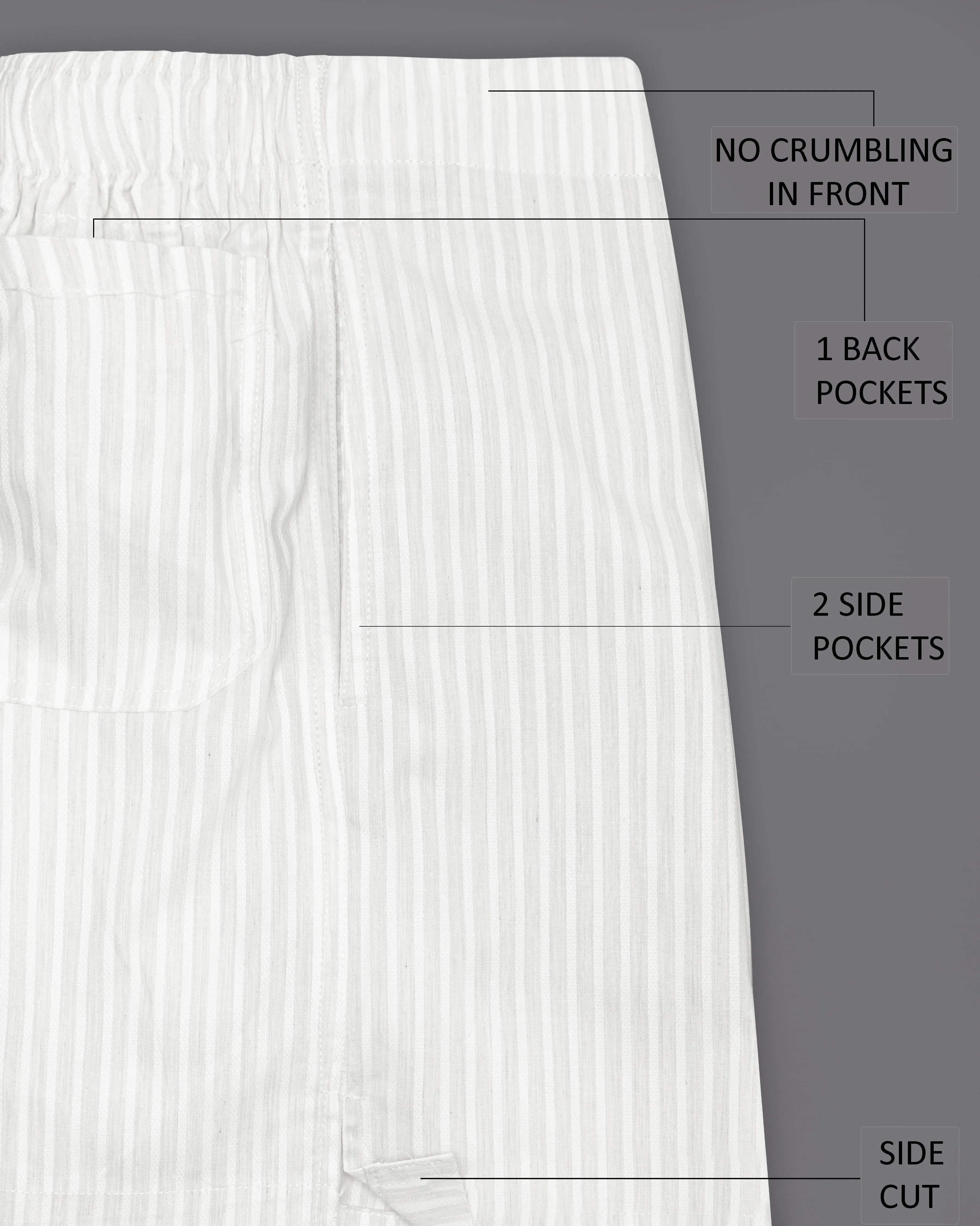 Bright White Striped Dobby Boxer sold by French Crown product image thumbnail 4