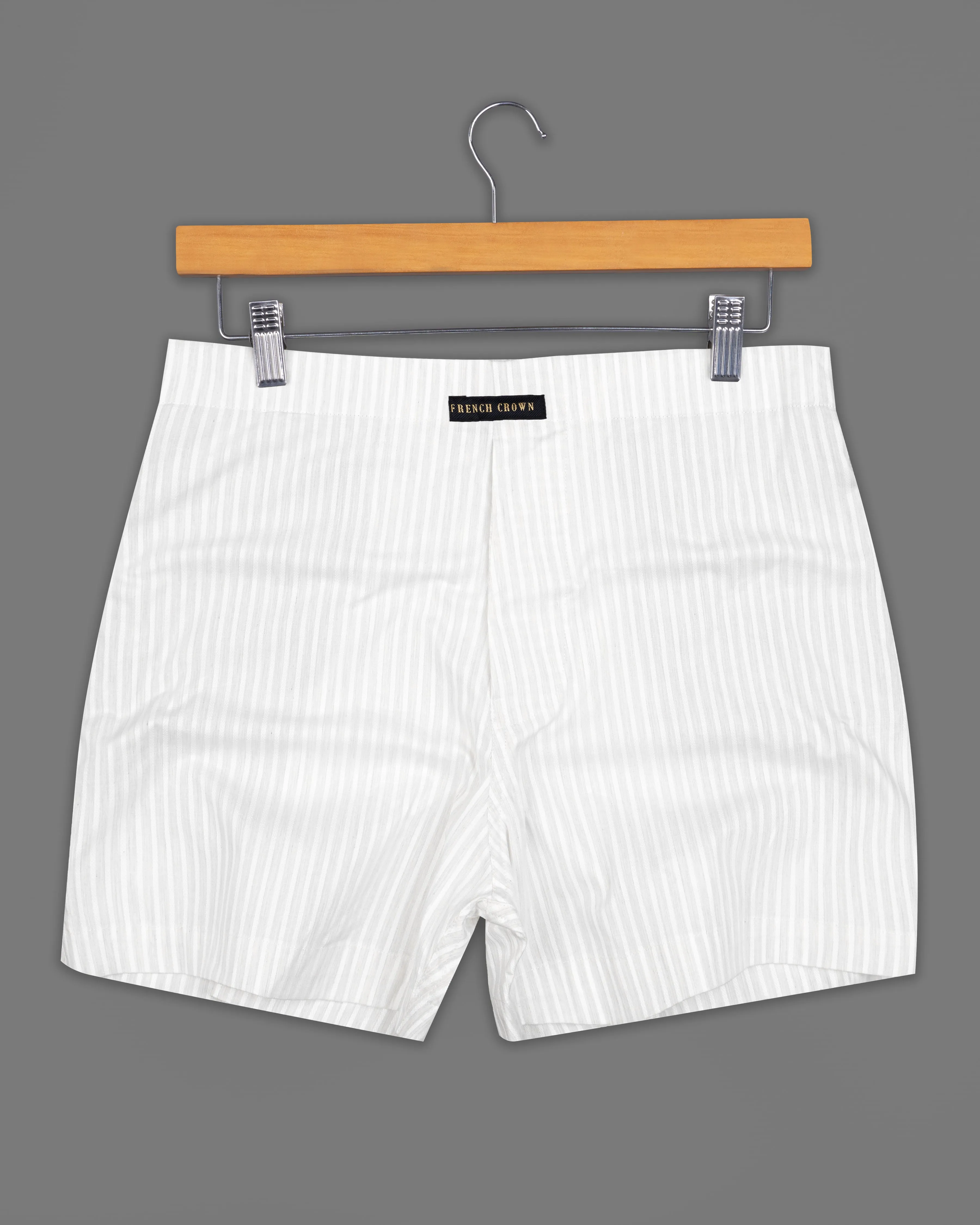 Bright White Striped Dobby Boxer sold by French Crown product image thumbnail 2