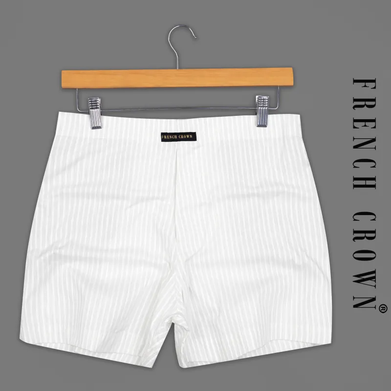 Bright White Striped Dobby Boxer sold by French Crown