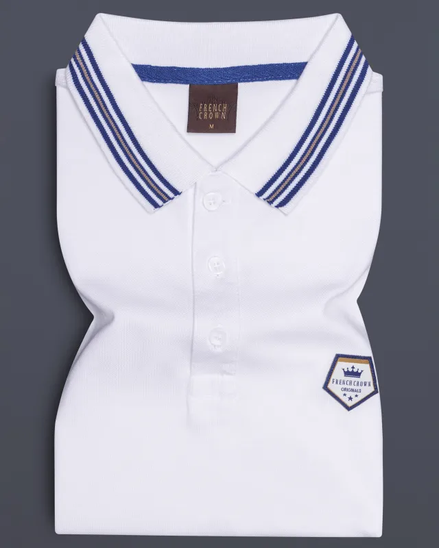 Velairn-Bright White Premium Cotton Pique Polo made by French Crown