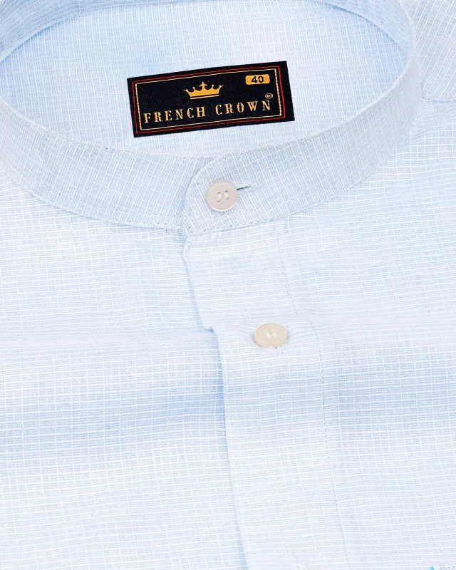 Solitude Blue Dobby Textured Striped Premium Giza Cotton Shirt sold by French Crown