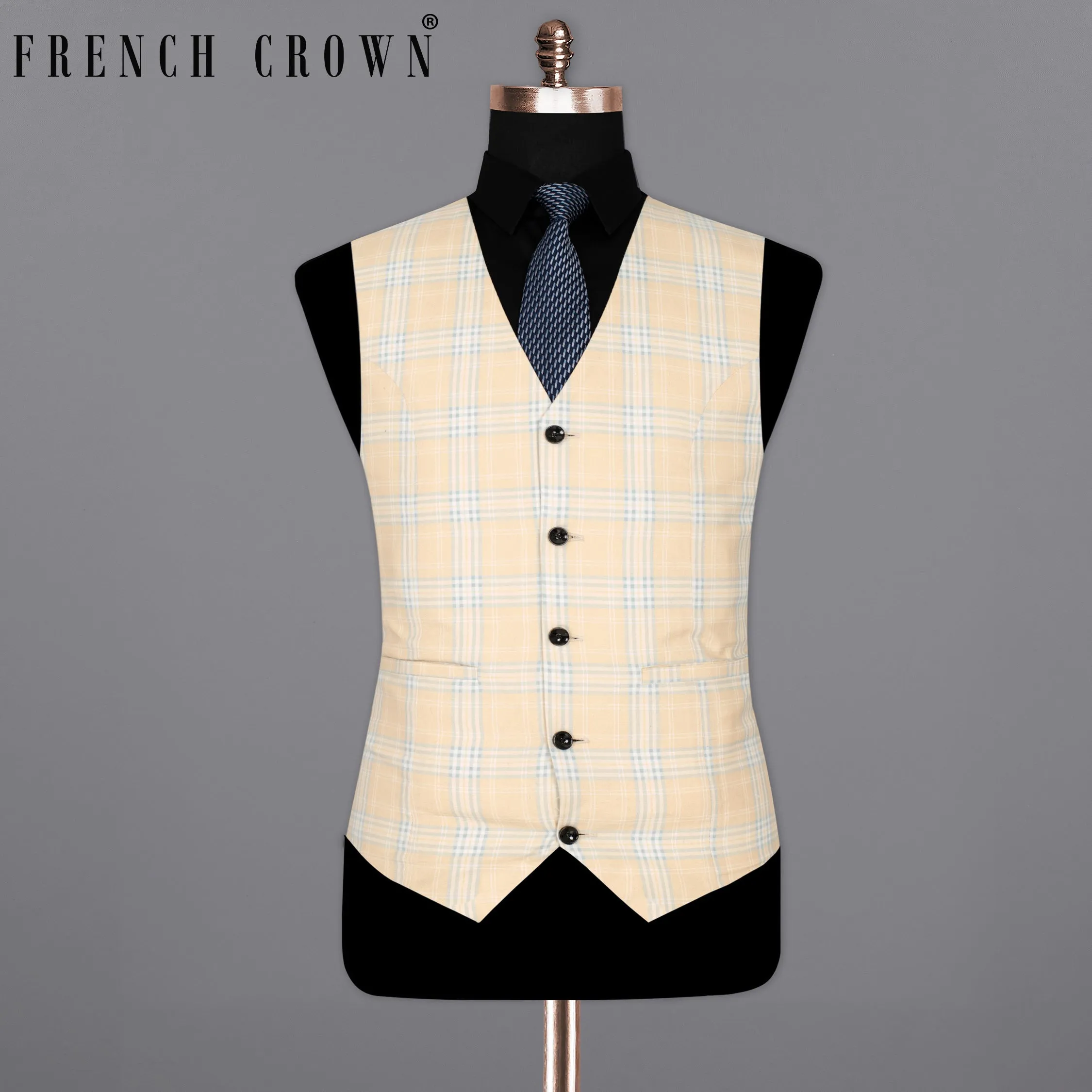 Karry Plaid Wool Rich Waistcoat sold by French Crown