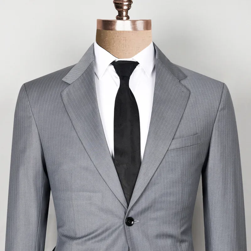 Hemsworth Metal Grey Striped Wool blend Blazer sold by French Crown