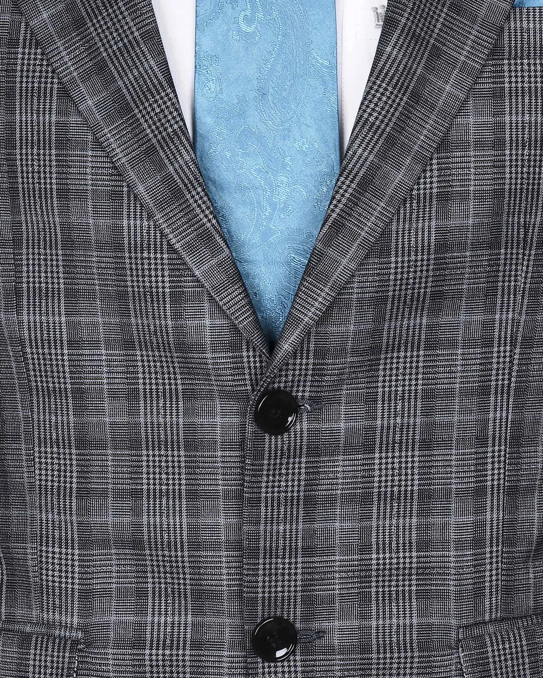 Fossil Grey Plaid Blazer sold by French Crown product image thumbnail 4