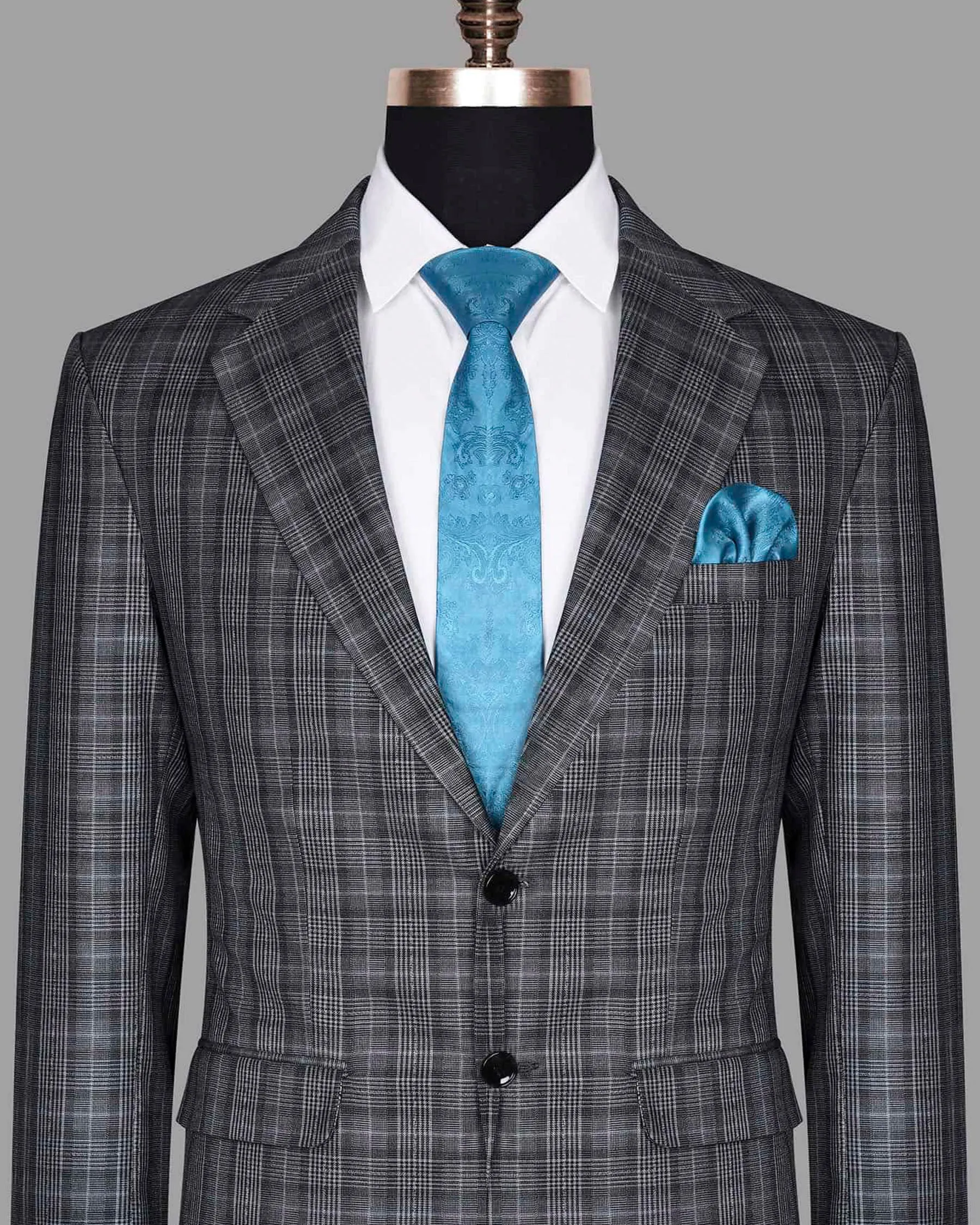 Fossil Grey Plaid Blazer sold by French Crown product image thumbnail 2