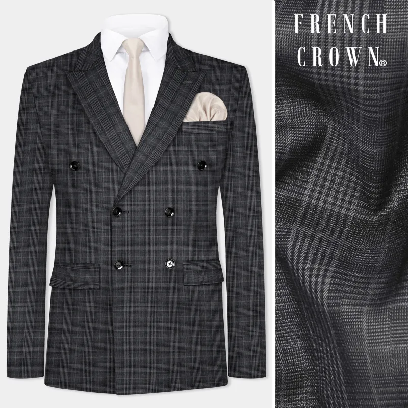 Charcoal Plaid Double Breasted blazer sold by French Crown