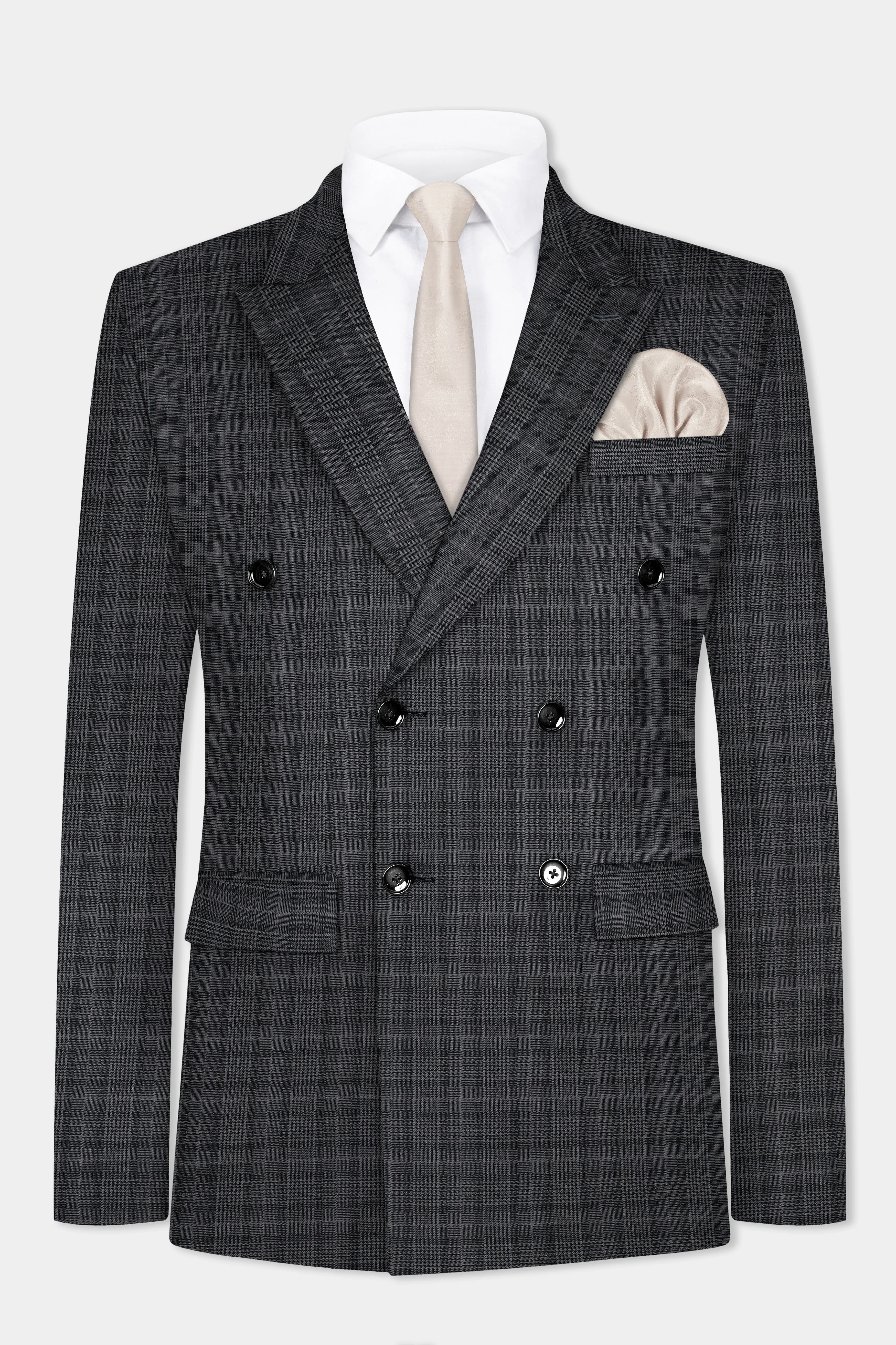 Charcoal Plaid Double Breasted blazer sold by French Crown product image thumbnail 2