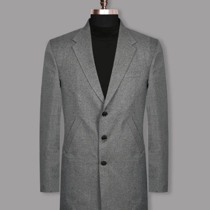 Coin Grey Wool Blend Three-Quarters Trench Coat sold by French Crown