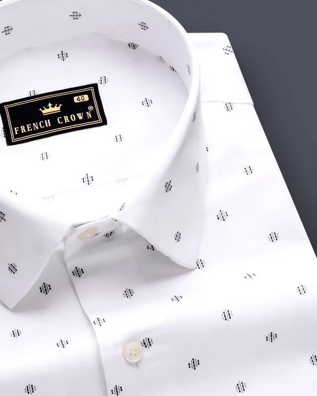 Luminous-Bright White Printed Subtle Sheen Super Soft Premium Cotton Semi Formal Shirt sold by French Crown