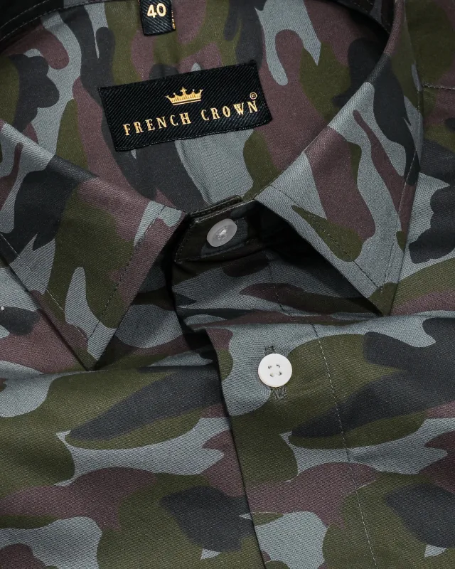 Armadillo-Rifle Military Print Premium Cotton Shirt sold by French Crown
