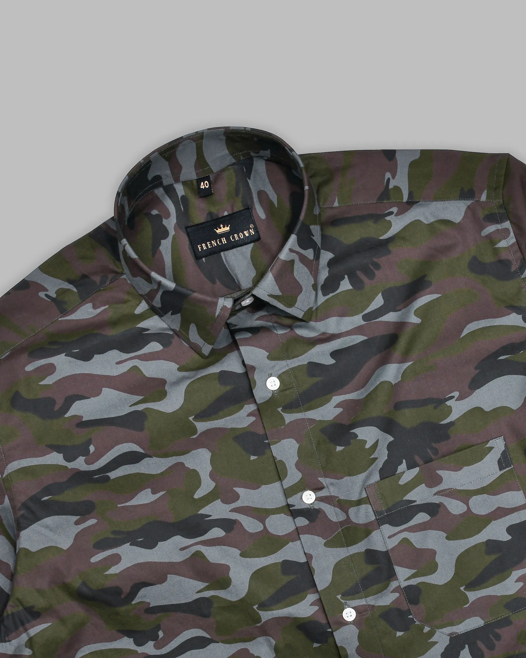 Armadillo-Rifle Military Print Premium Cotton Shirt sold by French Crown product image thumbnail 4