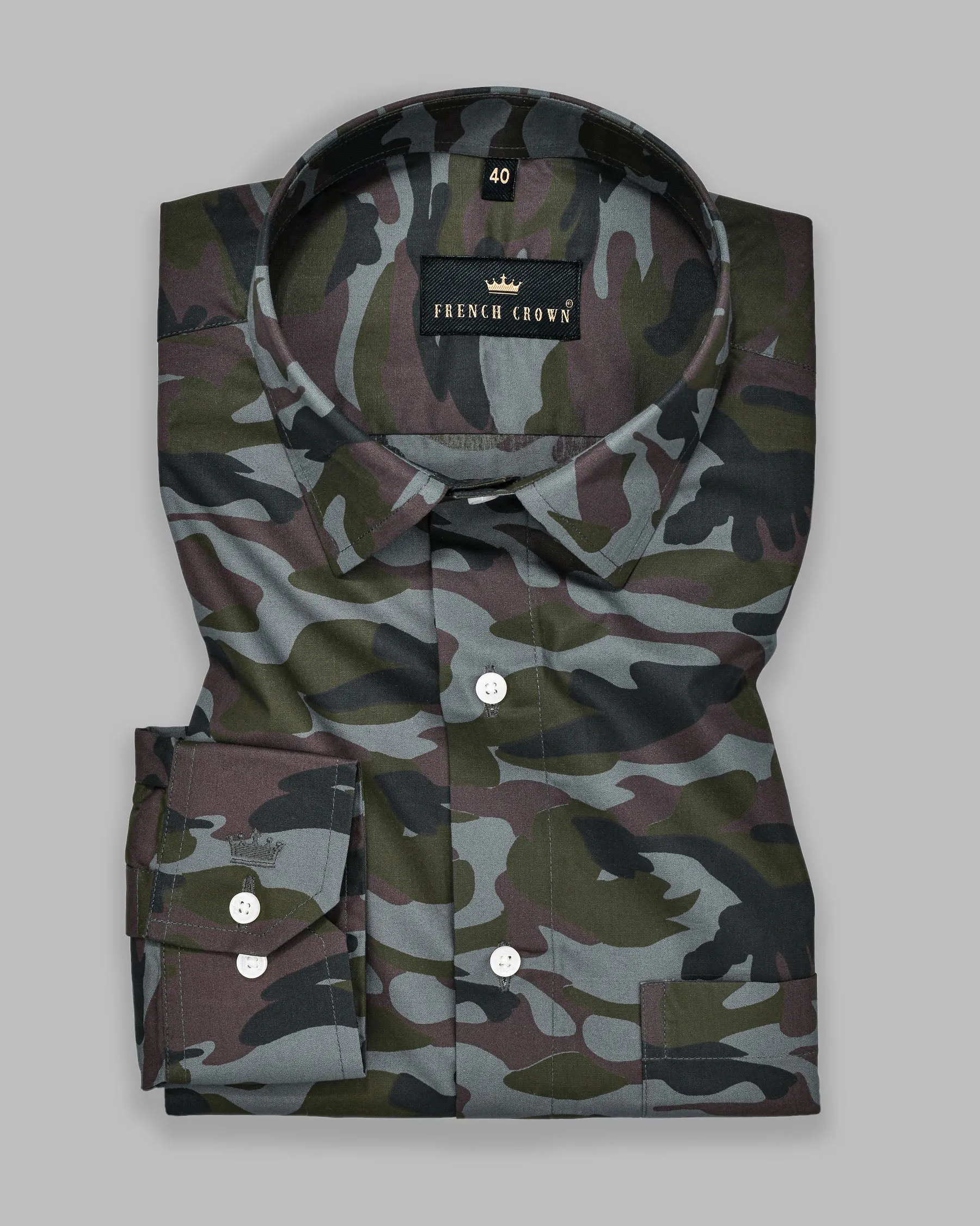 Armadillo-Rifle Military Print Premium Cotton Shirt sold by French Crown product image thumbnail 3