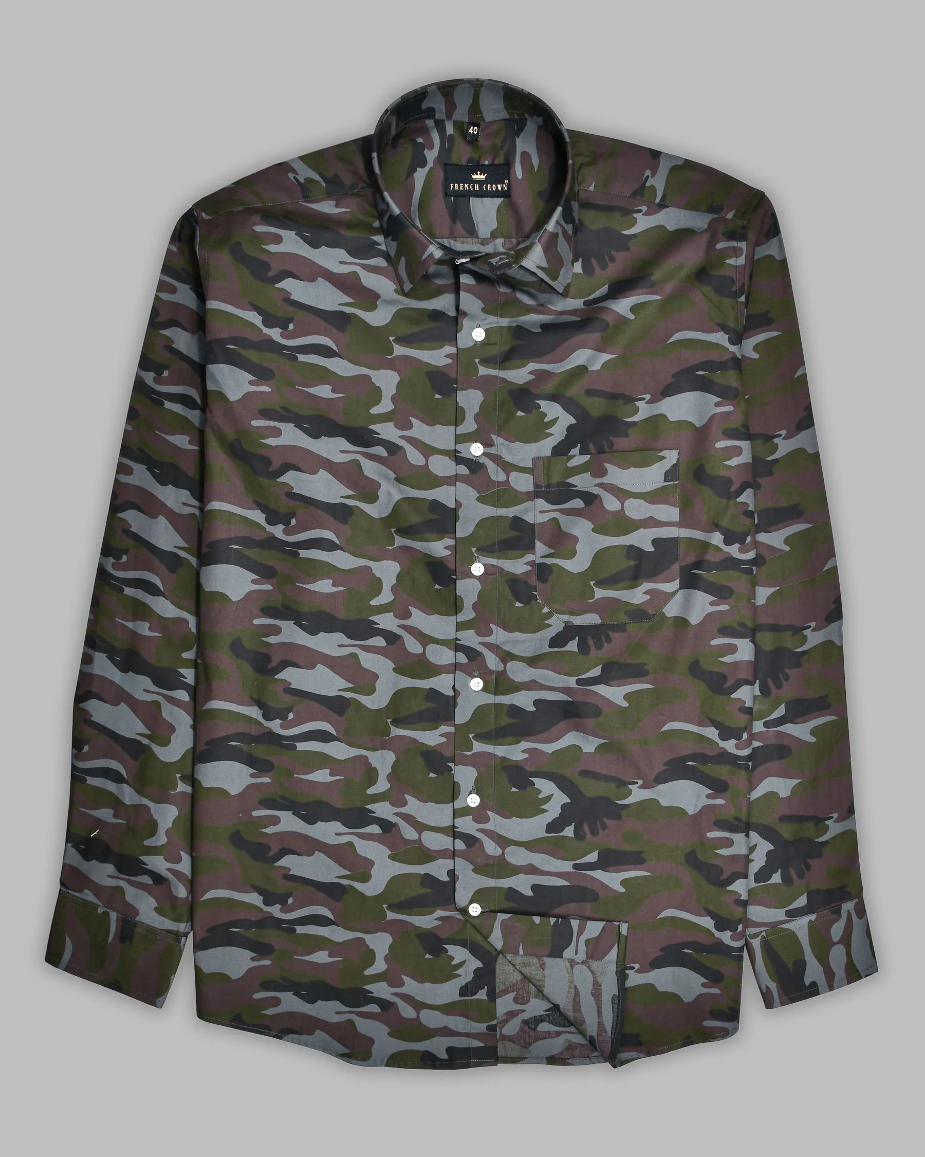 Armadillo-Rifle Military Print Premium Cotton Shirt sold by French Crown product image thumbnail 5