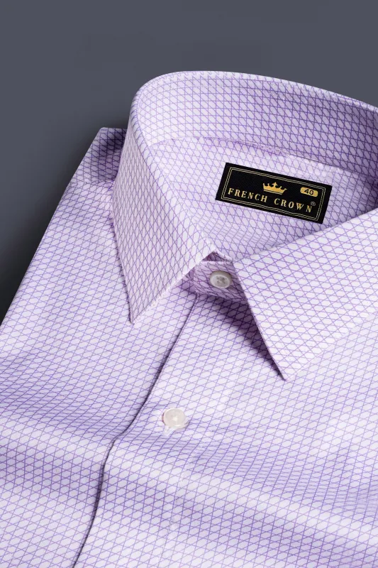 Wisteria Purple and White Checkered Subtle Sheen Super Soft Premium Cotton Shirt sold by French Crown