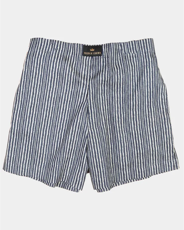 Denim Blue Striped Premium Cotton Boxer sold by French Crown