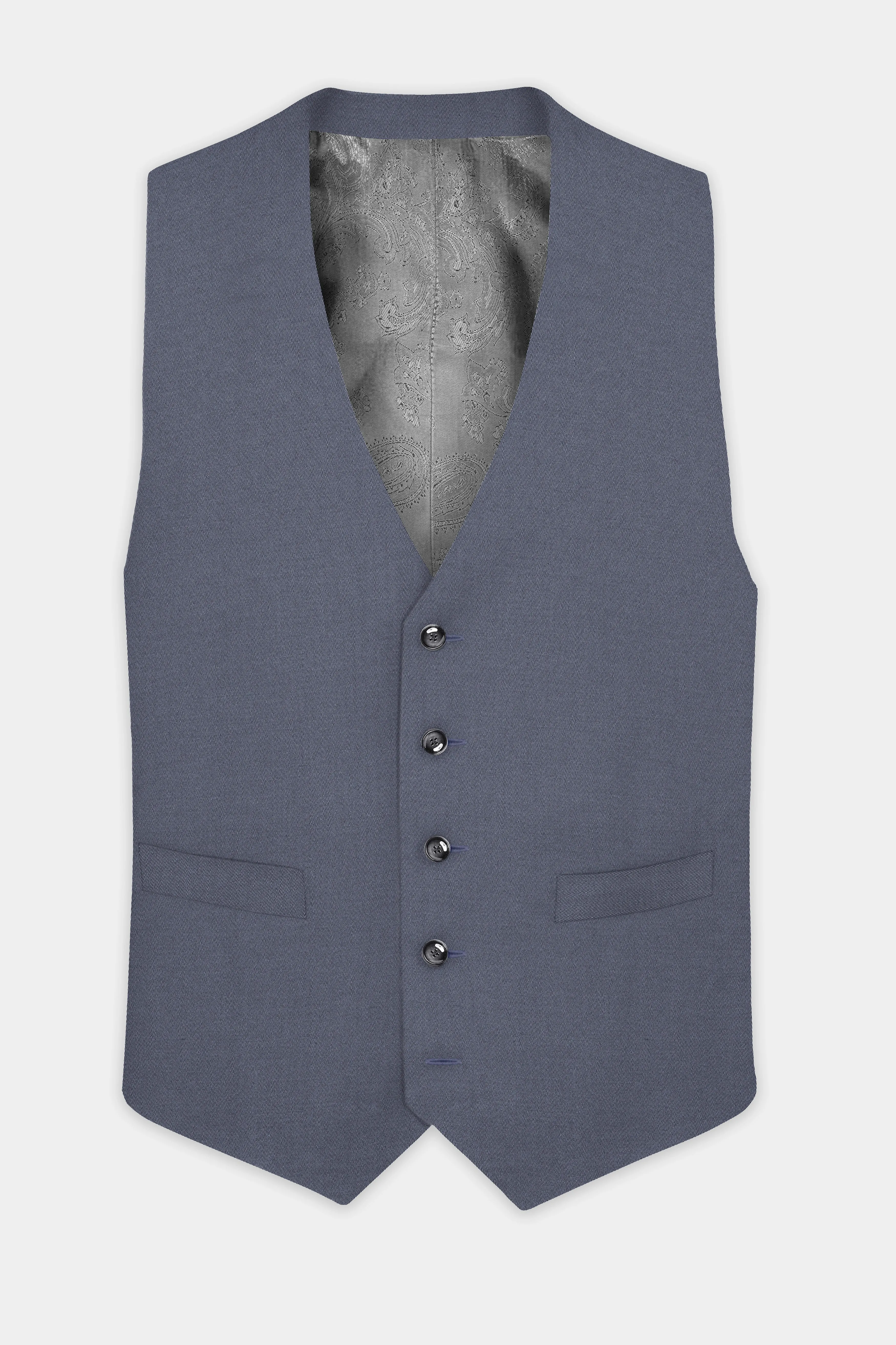 Iridium Gray Textured Cotton Waistcoat sold by French Crown product image thumbnail 2