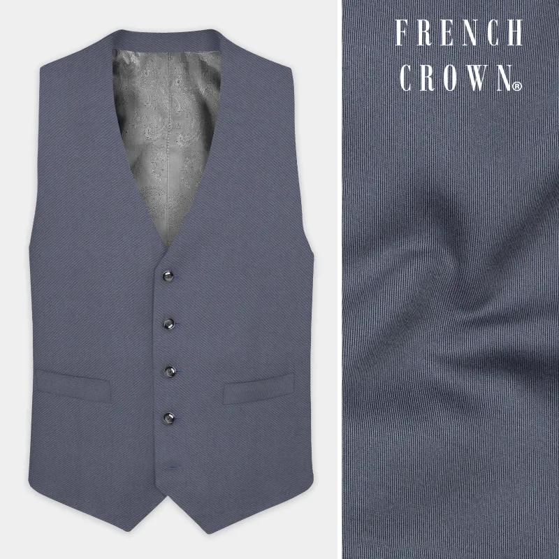 Iridium Gray Textured Cotton Waistcoat sold by French Crown