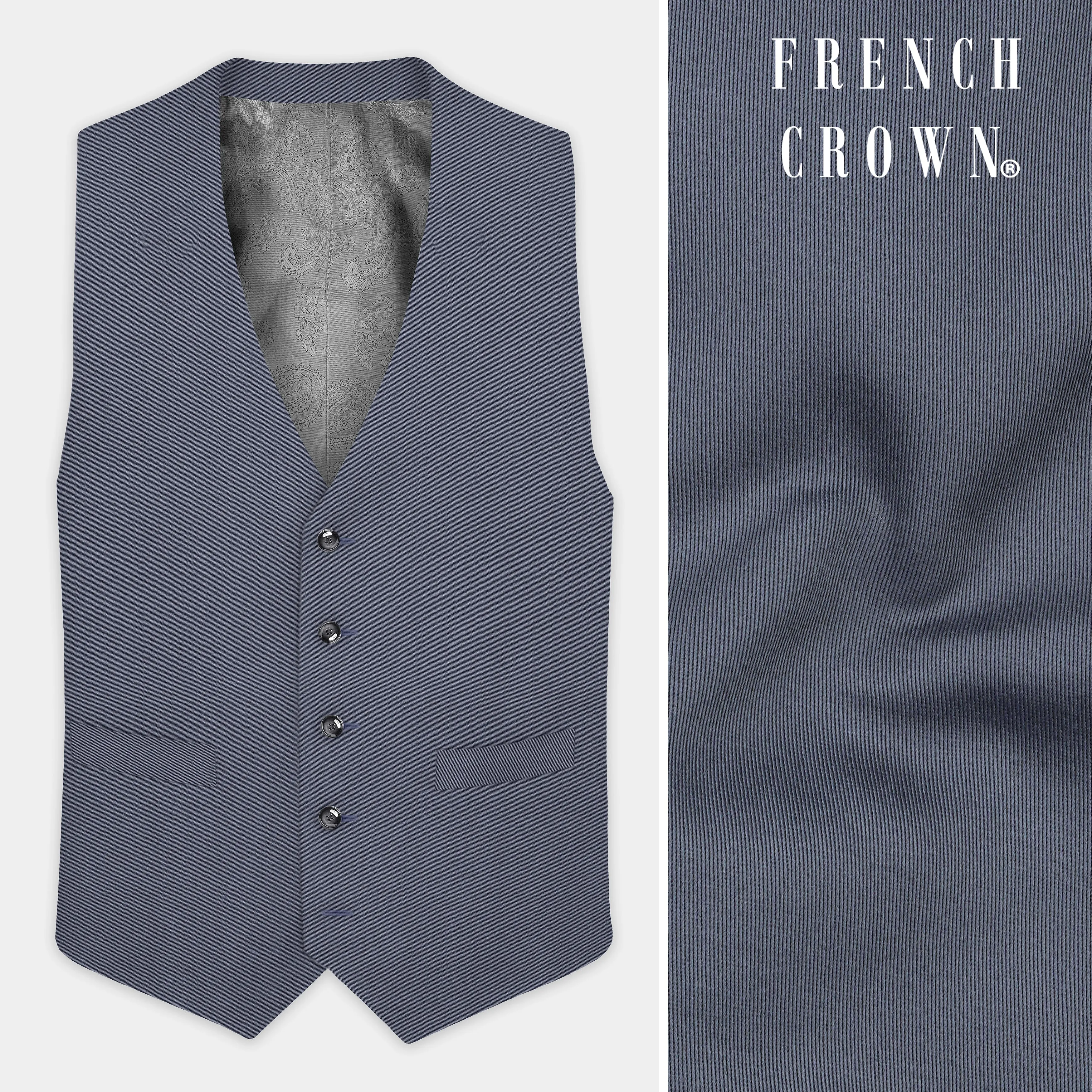 Iridium Gray Textured Cotton Waistcoat sold by French Crown
