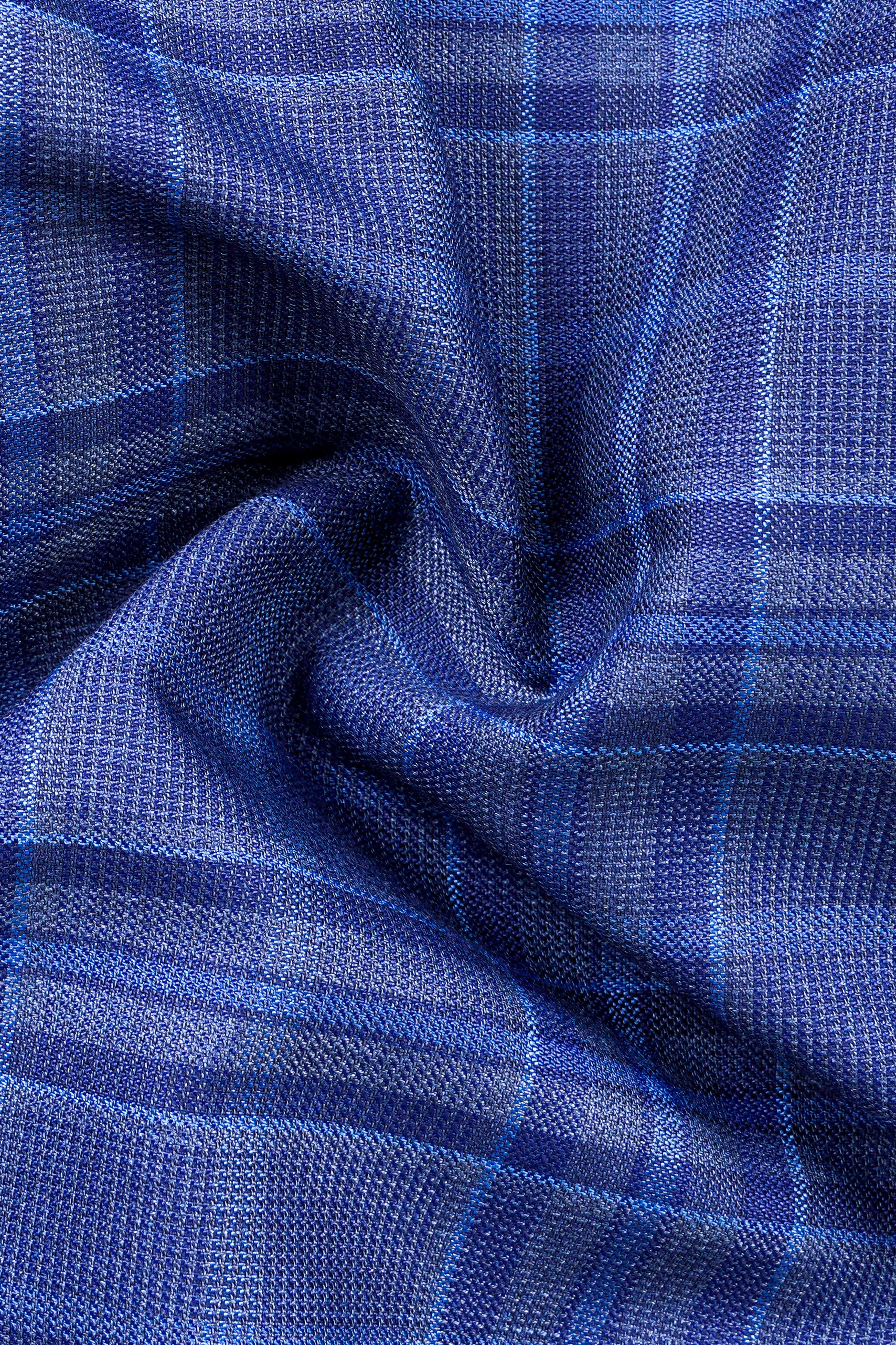 Chambray Blue Plaid Wool Rich Waistcoat sold by French Crown product image thumbnail 3