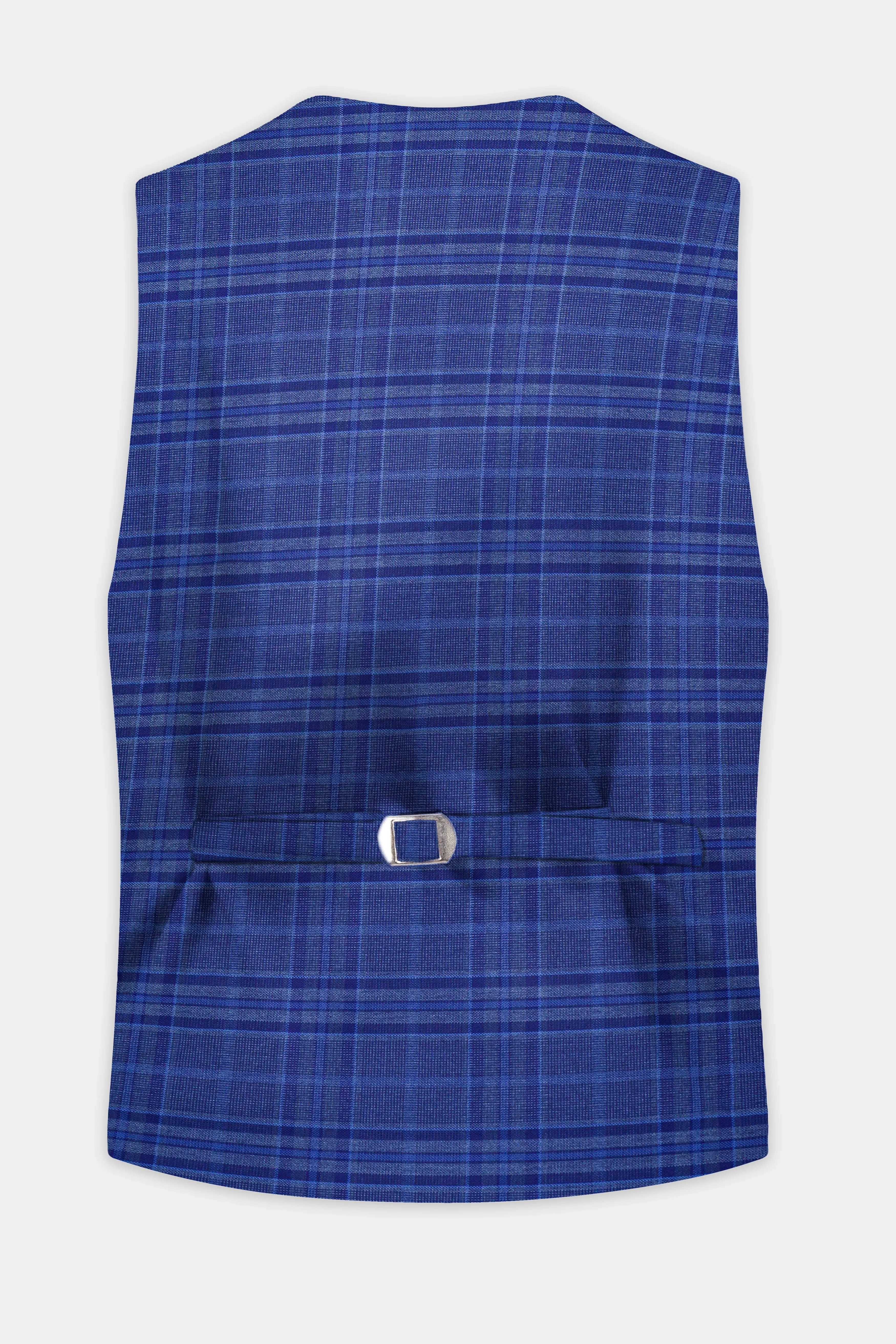 Chambray Blue Plaid Wool Rich Waistcoat sold by French Crown product image thumbnail 4
