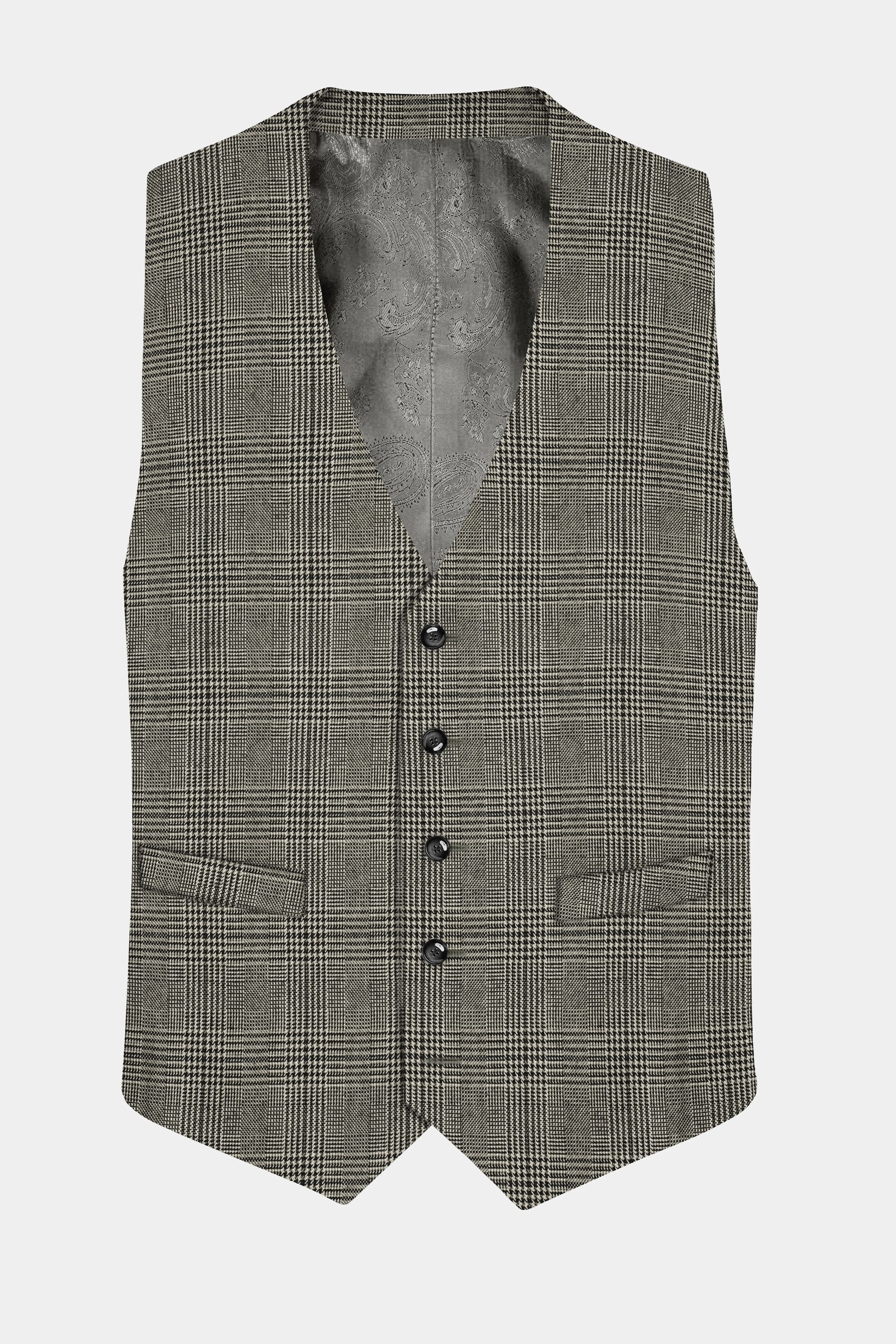Spicy Brown Plaid Tweed Waistcoat sold by French Crown product image thumbnail 2