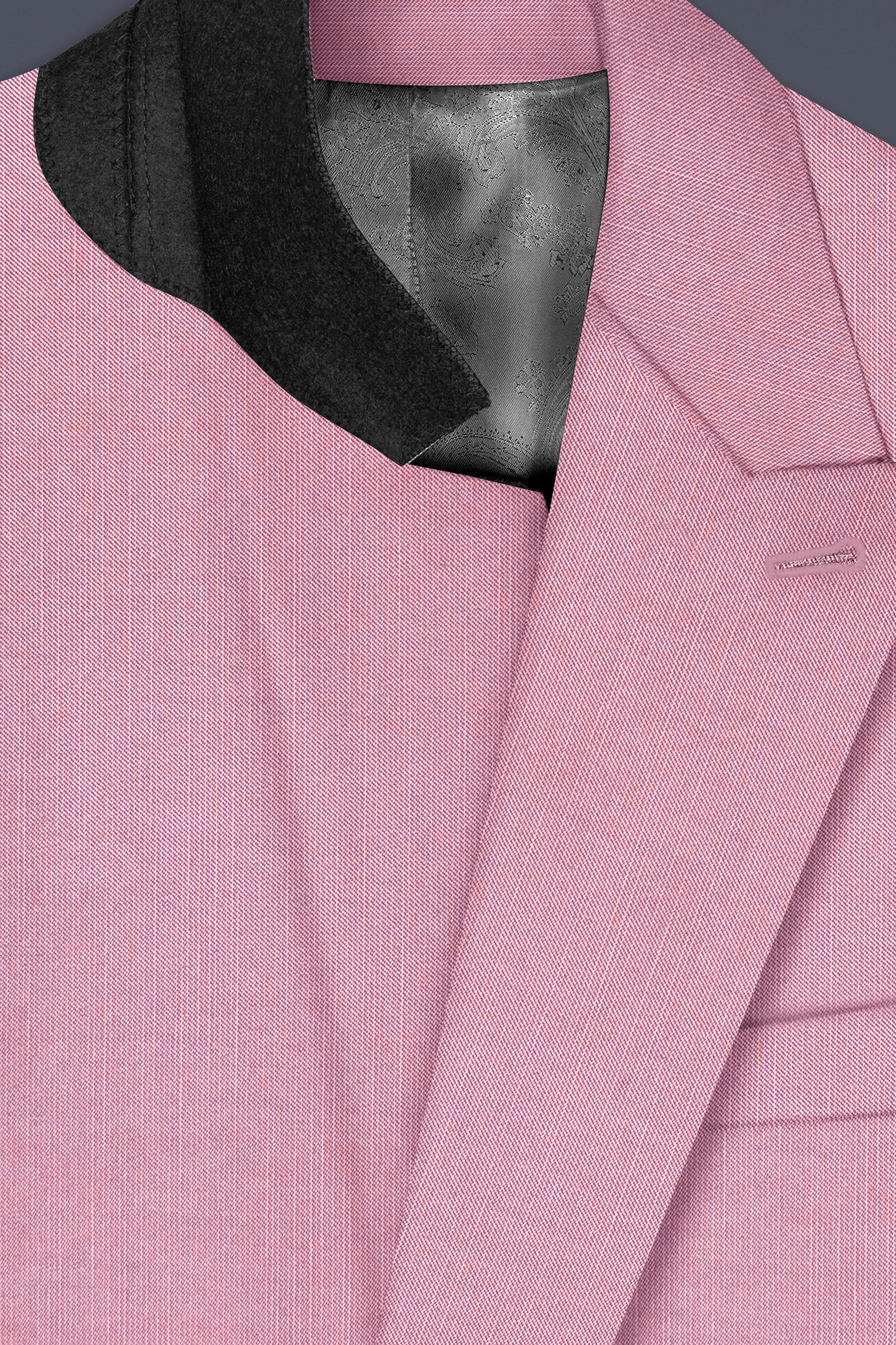 Viola Pink Solid Wool Rich Double Breasted Slight Stretch Suit sold by French Crown product image thumbnail 5