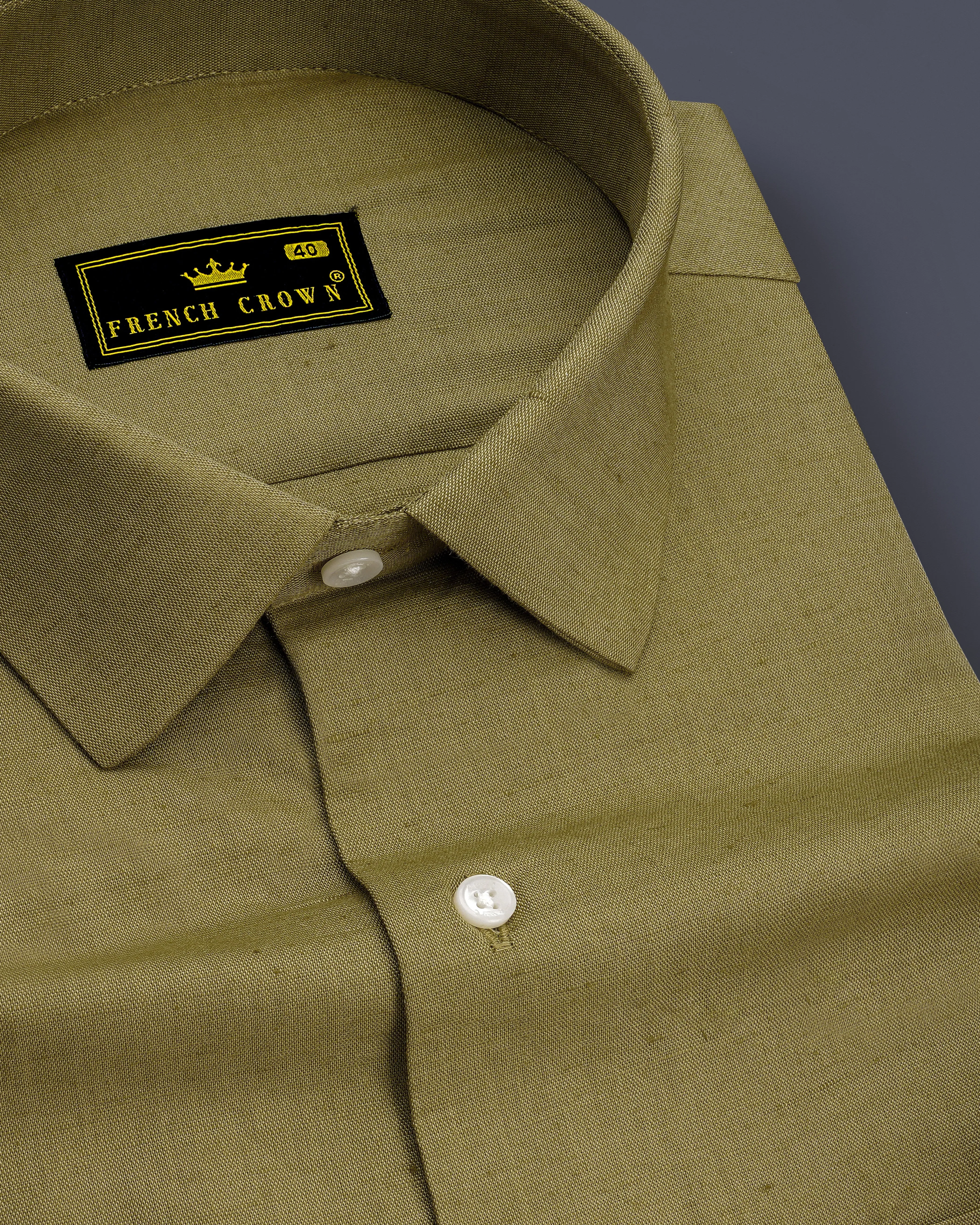 Rustaire-Lisbon Brown Luxurious Linen Dress Shirt sold by French Crown