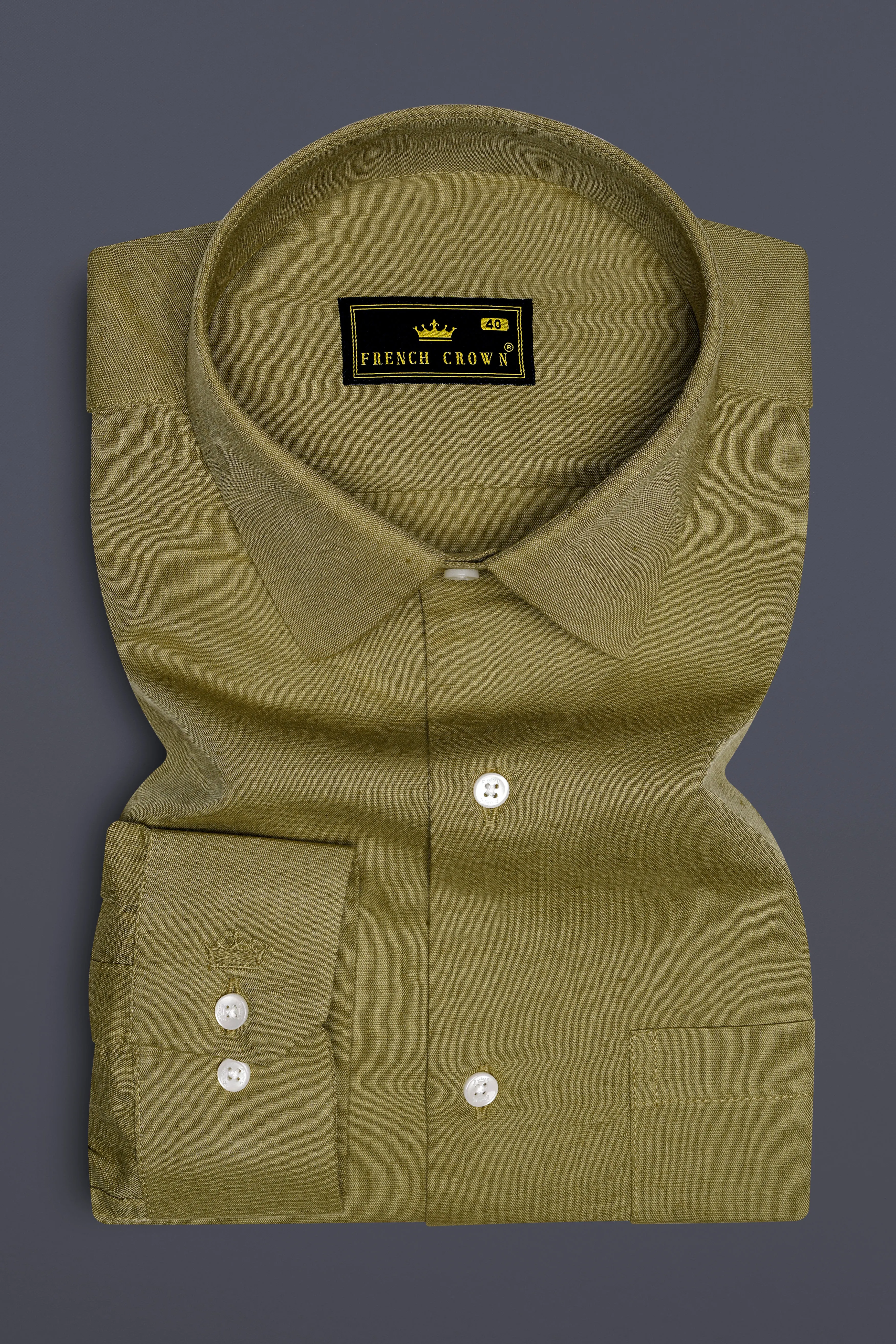 Rustaire-Lisbon Brown Luxurious Linen Dress Shirt sold by French Crown product image thumbnail 4