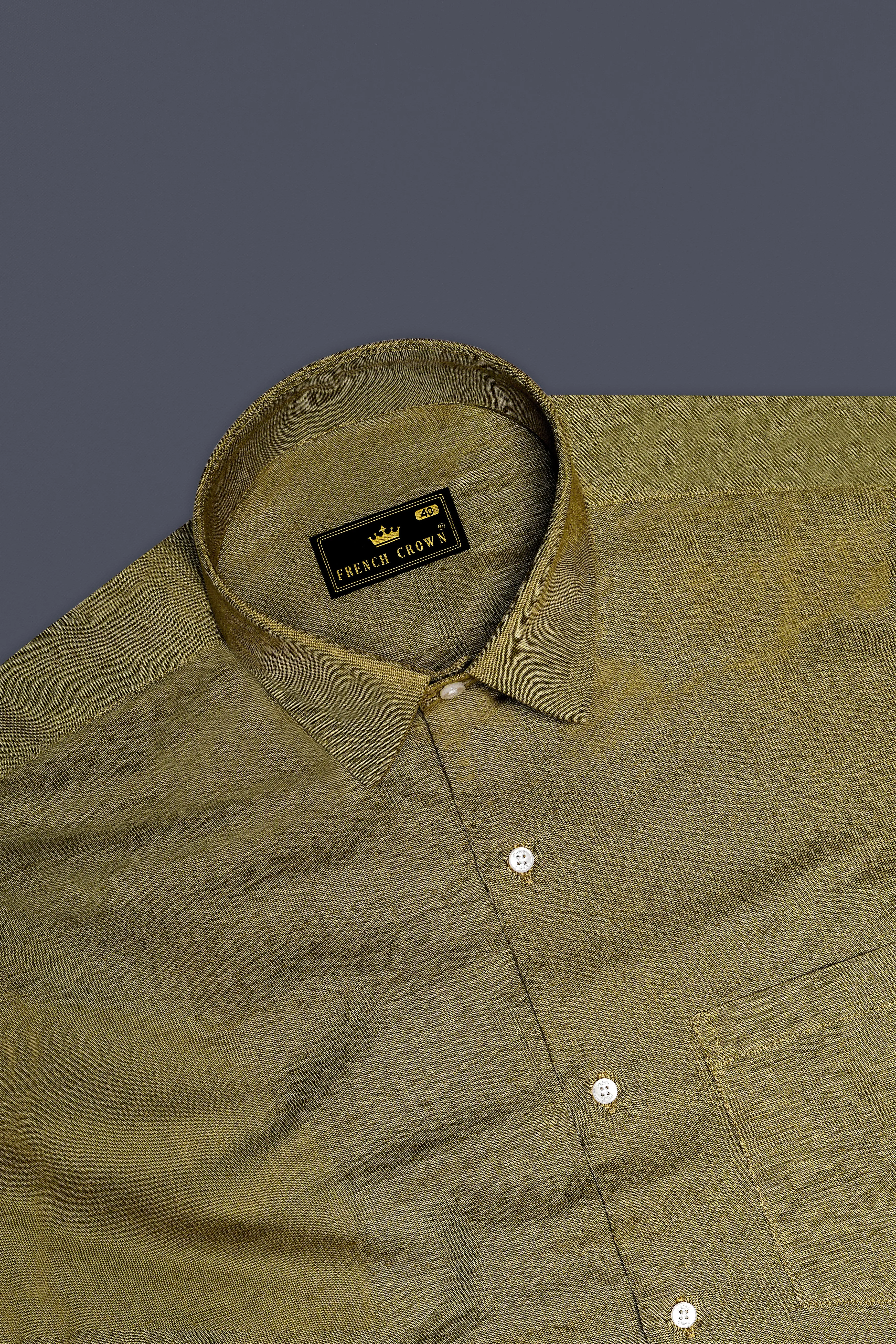Rustaire-Lisbon Brown Luxurious Linen Dress Shirt sold by French Crown product image thumbnail 5