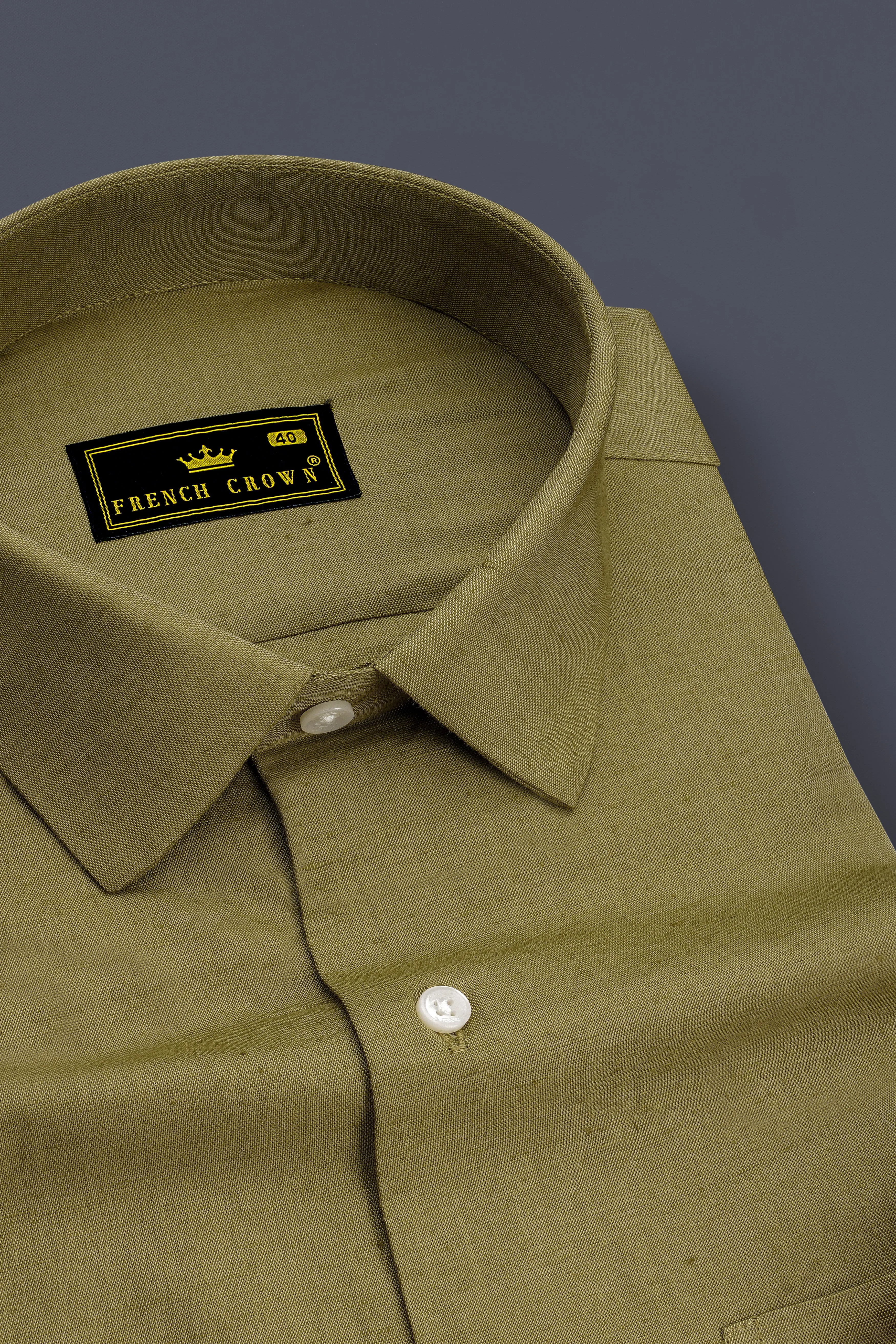 Rustaire-Lisbon Brown Luxurious Linen Dress Shirt sold by French Crown product image thumbnail 2