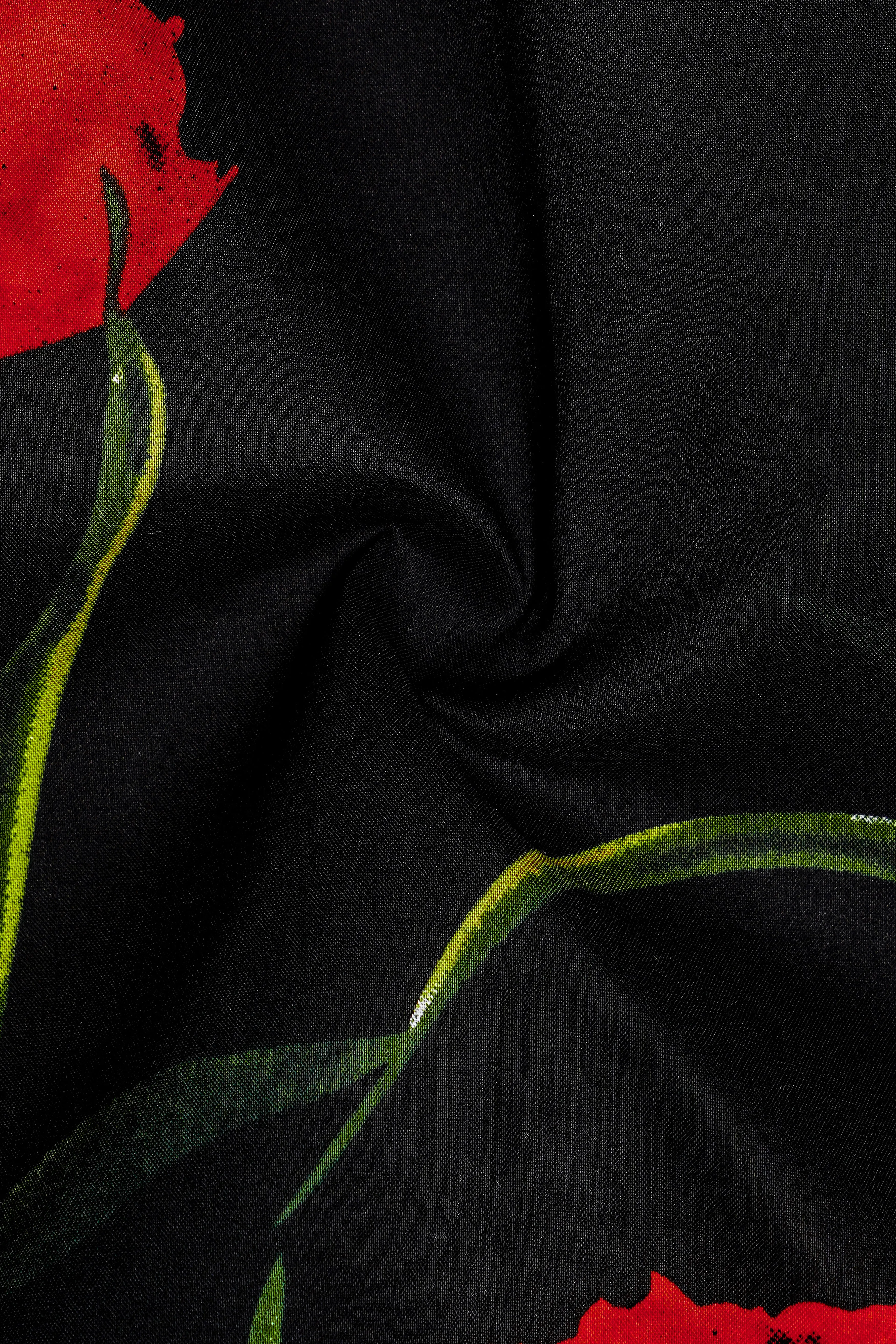 Noirrosa-Jade Black And Milano Red Floral Printed Super Soft Premium Cotton Casual Shirt sold by French Crown product image thumbnail 3