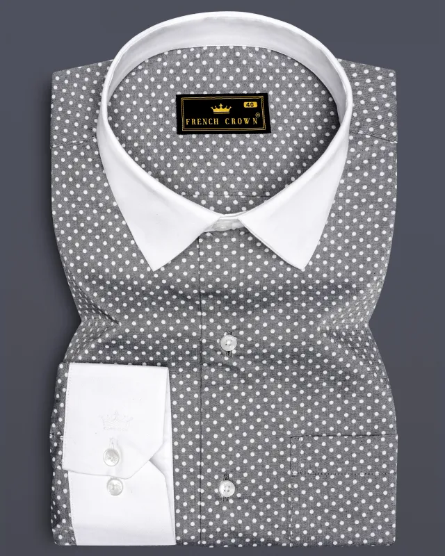 Glintar-Venus Gray Printed Chambray Premium Cotton Dress Shirt sold by French Crown