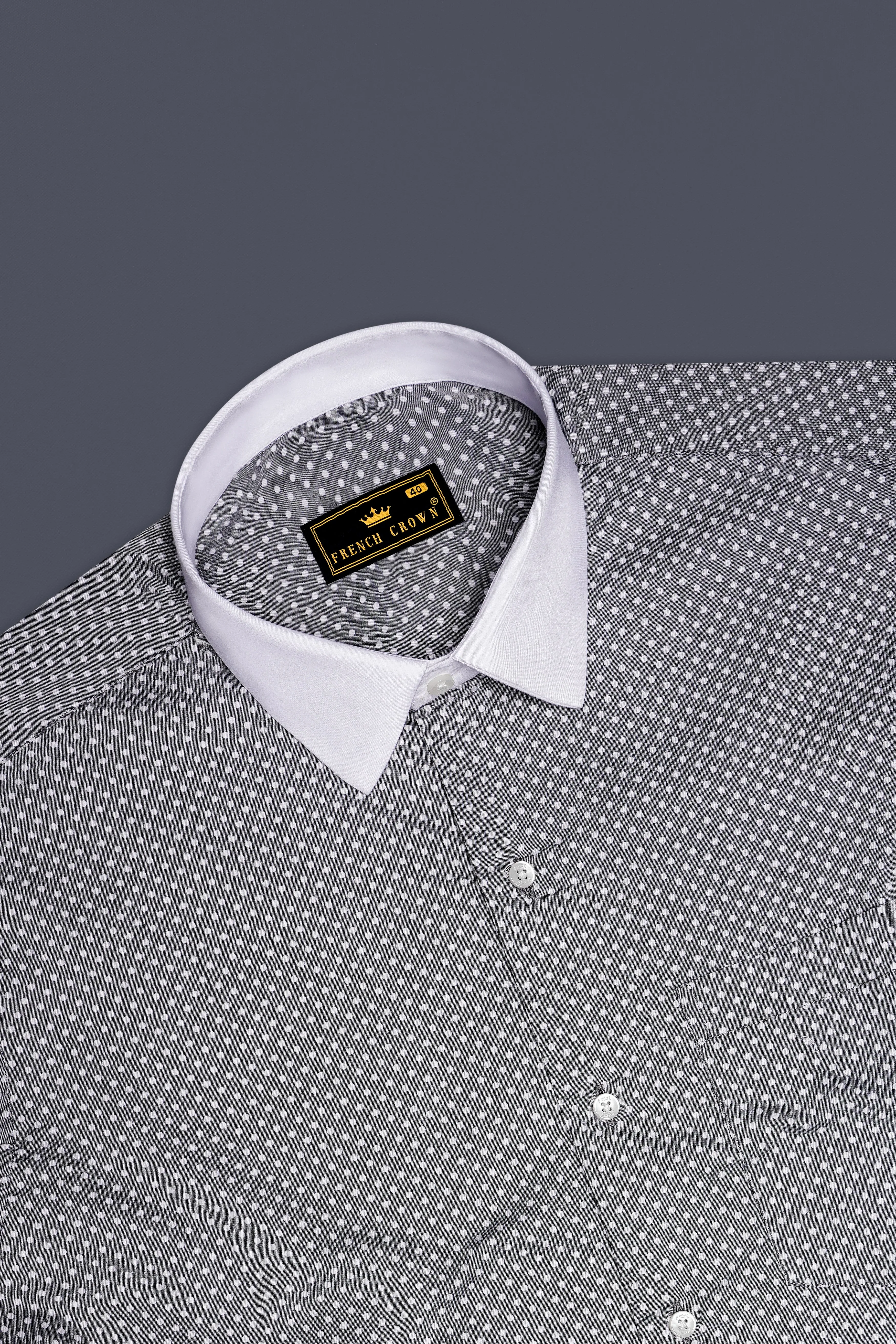 Glintar-Venus Gray Printed Chambray Premium Cotton Dress Shirt sold by French Crown product image thumbnail 5