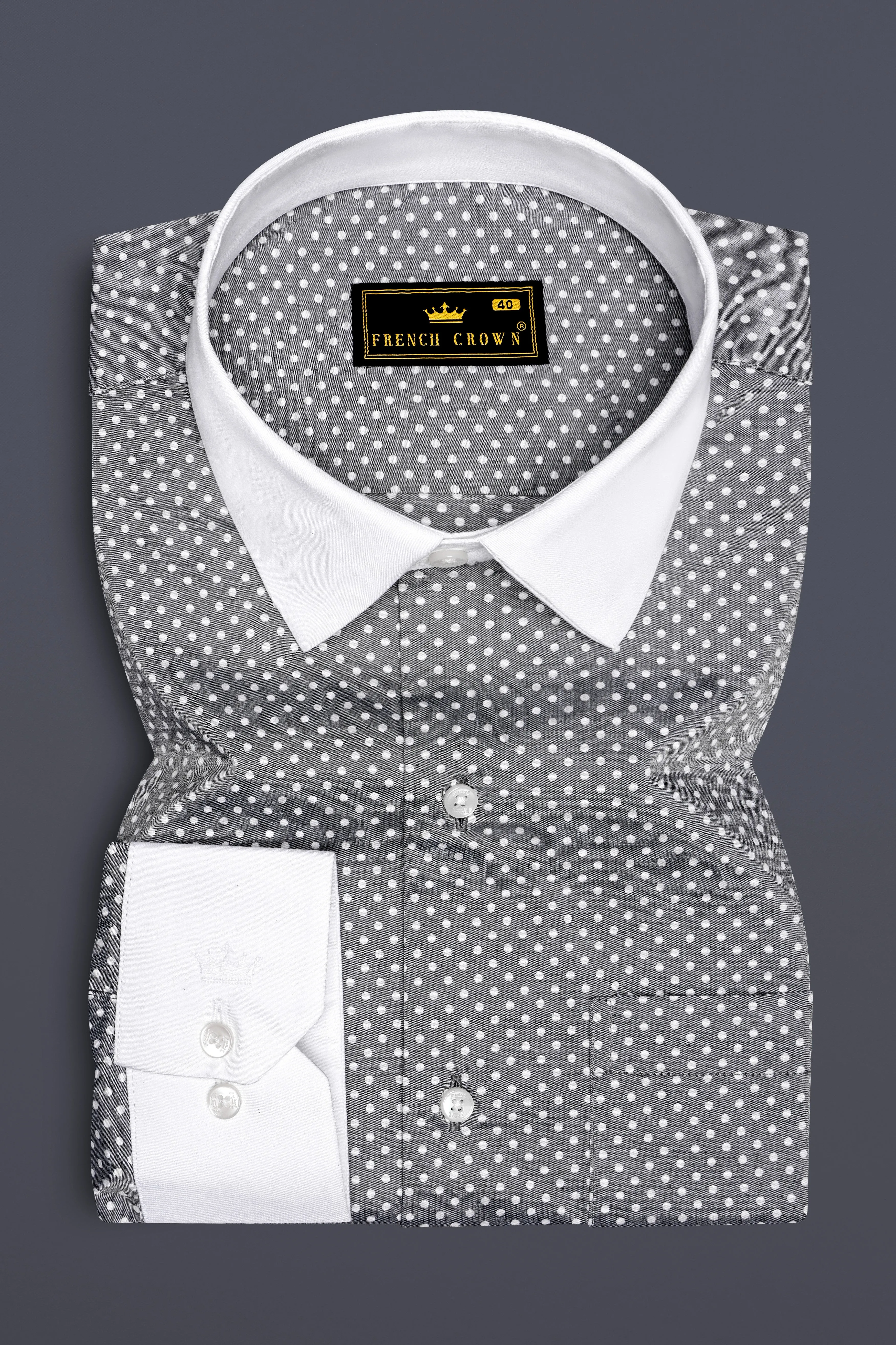Glintar-Venus Gray Printed Chambray Premium Cotton Dress Shirt sold by French Crown product image thumbnail 2