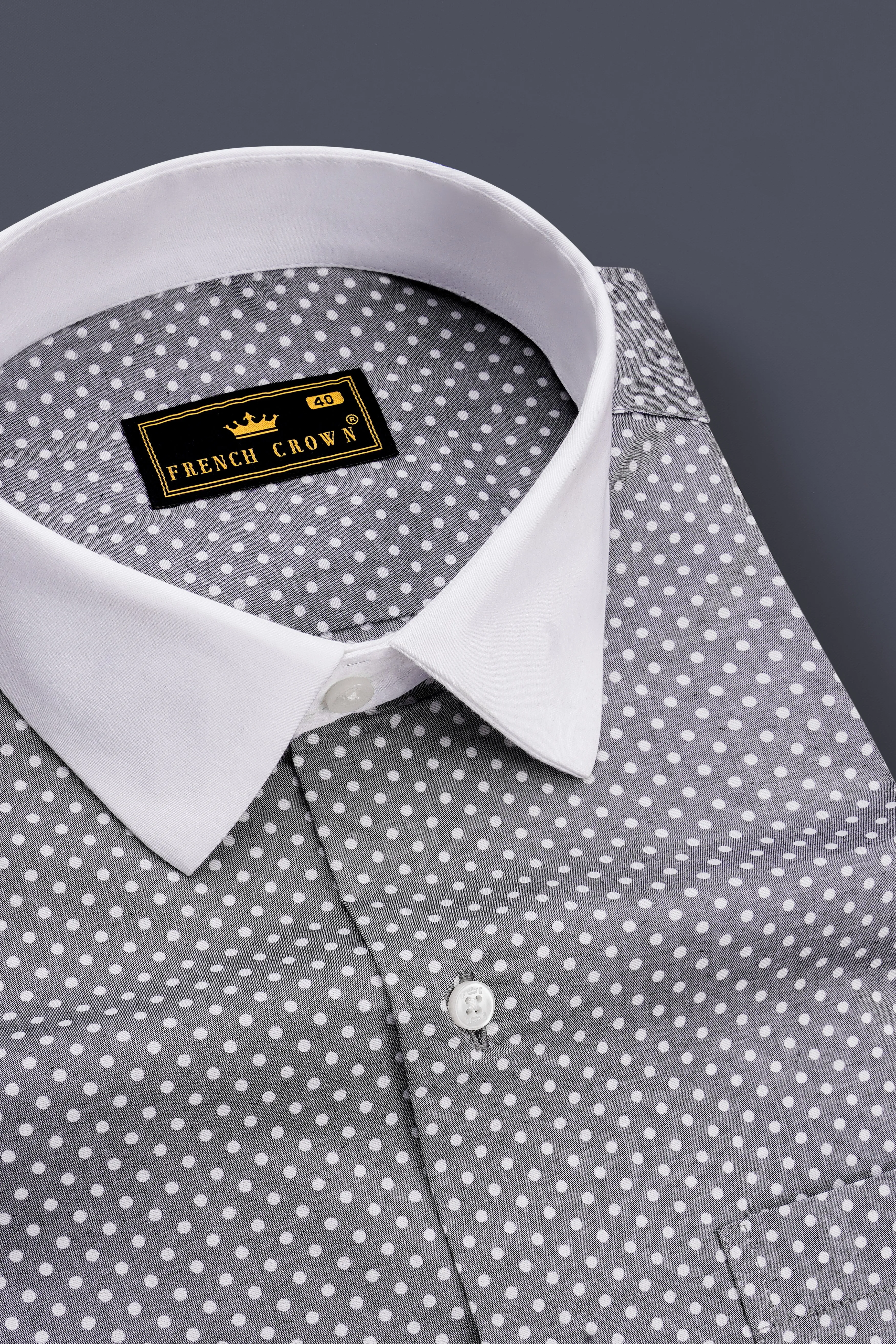 Glintar-Venus Gray Printed Chambray Premium Cotton Dress Shirt sold by French Crown product image thumbnail 4