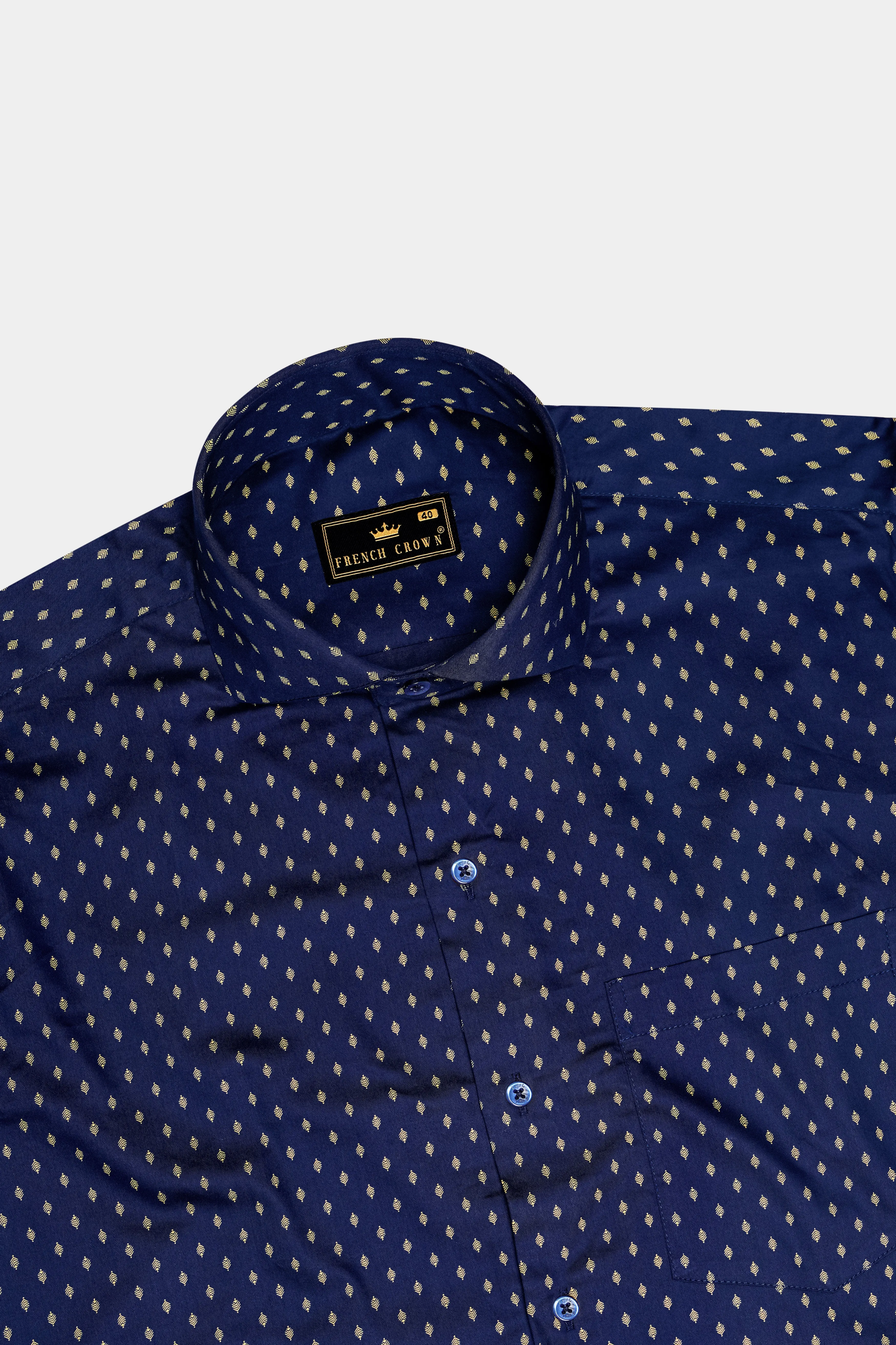 Cyanor-Tealish Blue Printed Subtle Sheen Super Soft Premium Cotton Dress Shirt sold by French Crown product image thumbnail 5