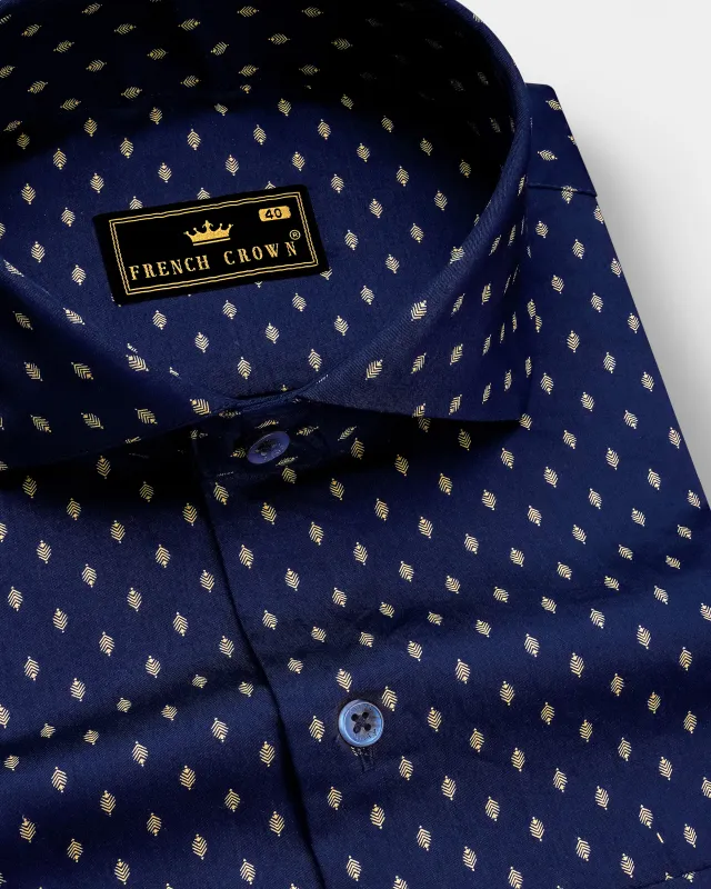 Cyanor-Tealish Blue Printed Subtle Sheen Super Soft Premium Cotton Dress Shirt sold by French Crown