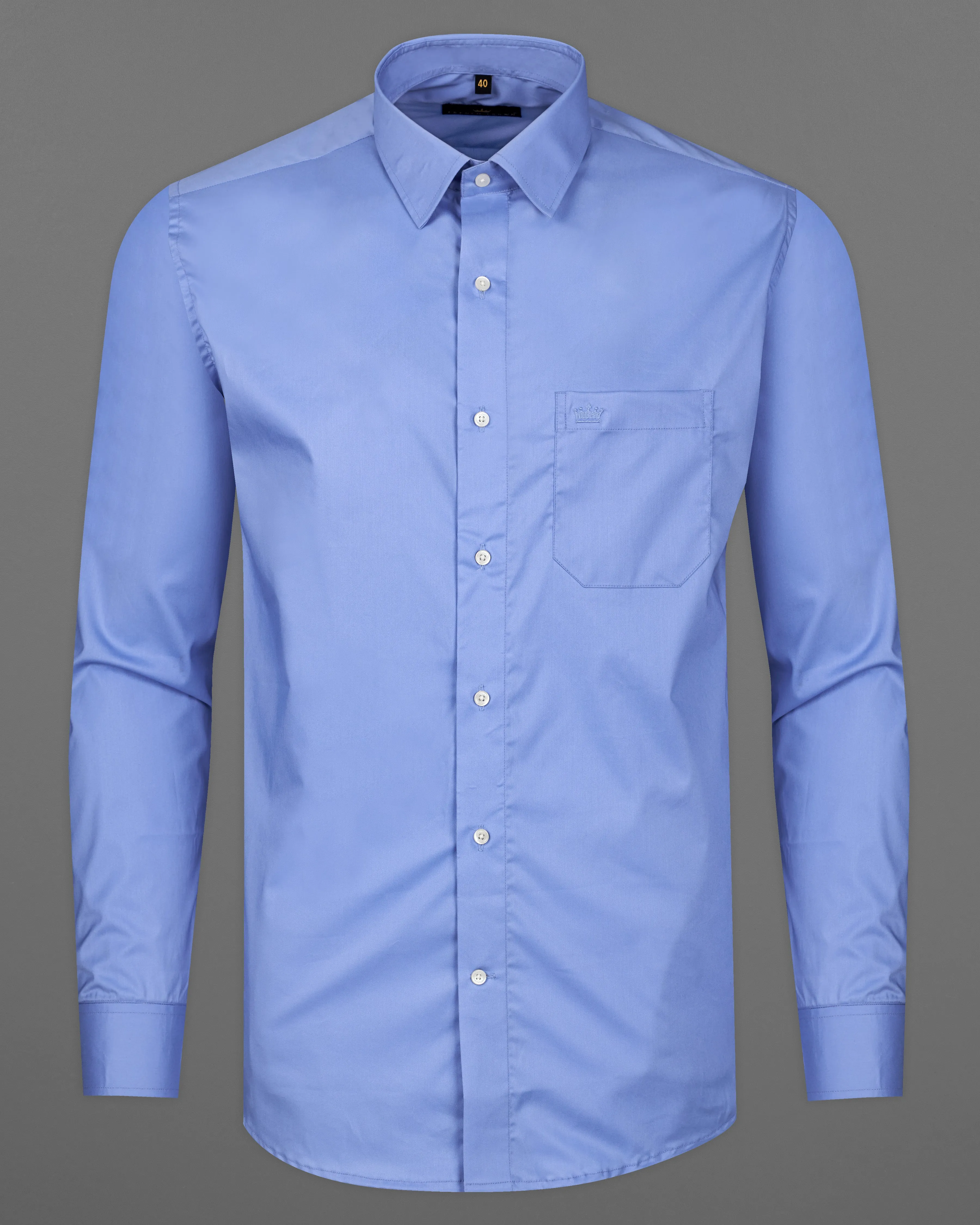 Tealish Blue Premium Cotton Shirt sold by French Crown product image thumbnail 5