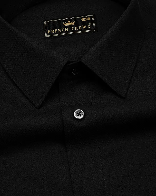 Jade Black Dobby Textured Premium Giza Cotton Shirt sold by French Crown