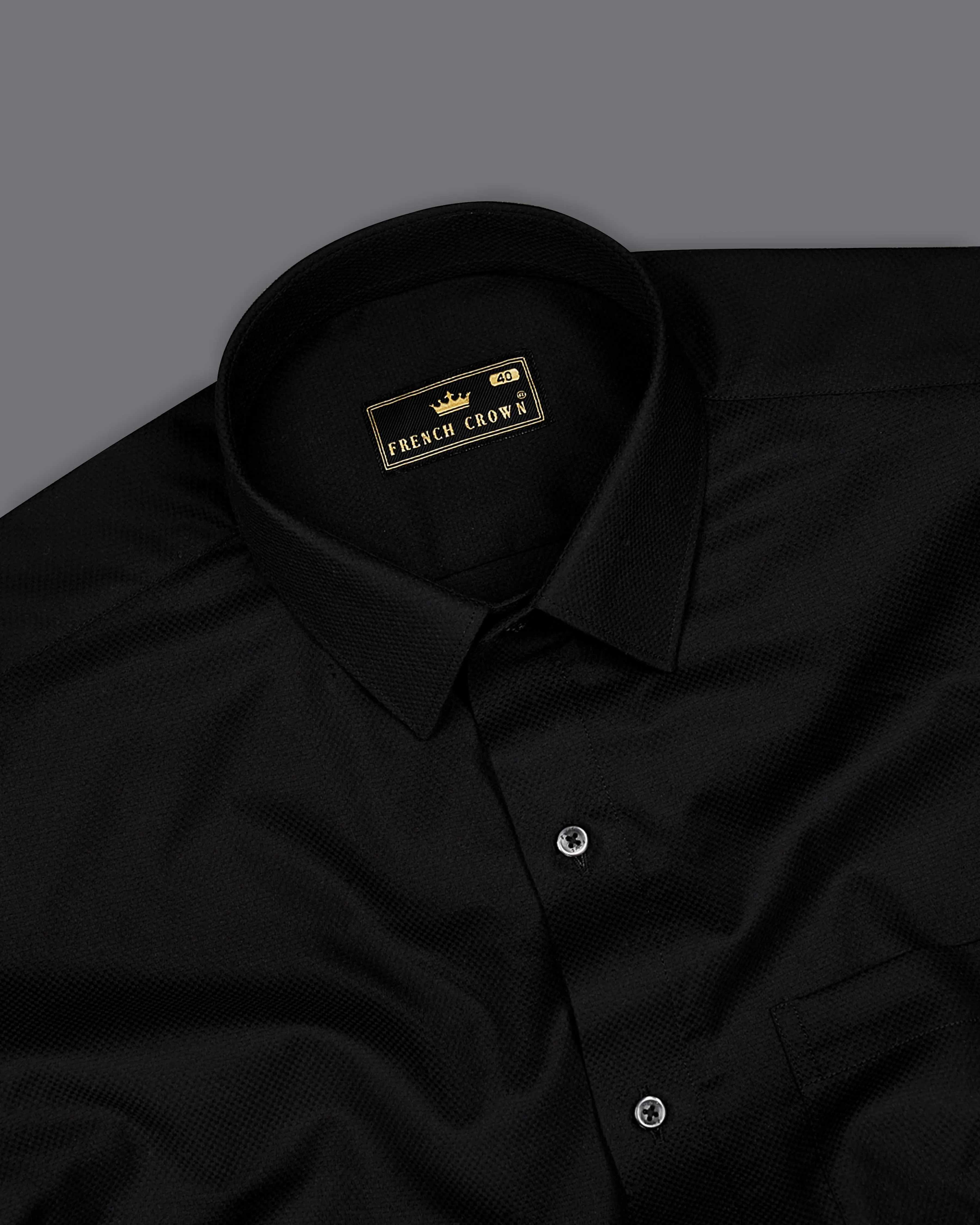 Jade Black Dobby Textured Premium Giza Cotton Shirt sold by French Crown product image thumbnail 4
